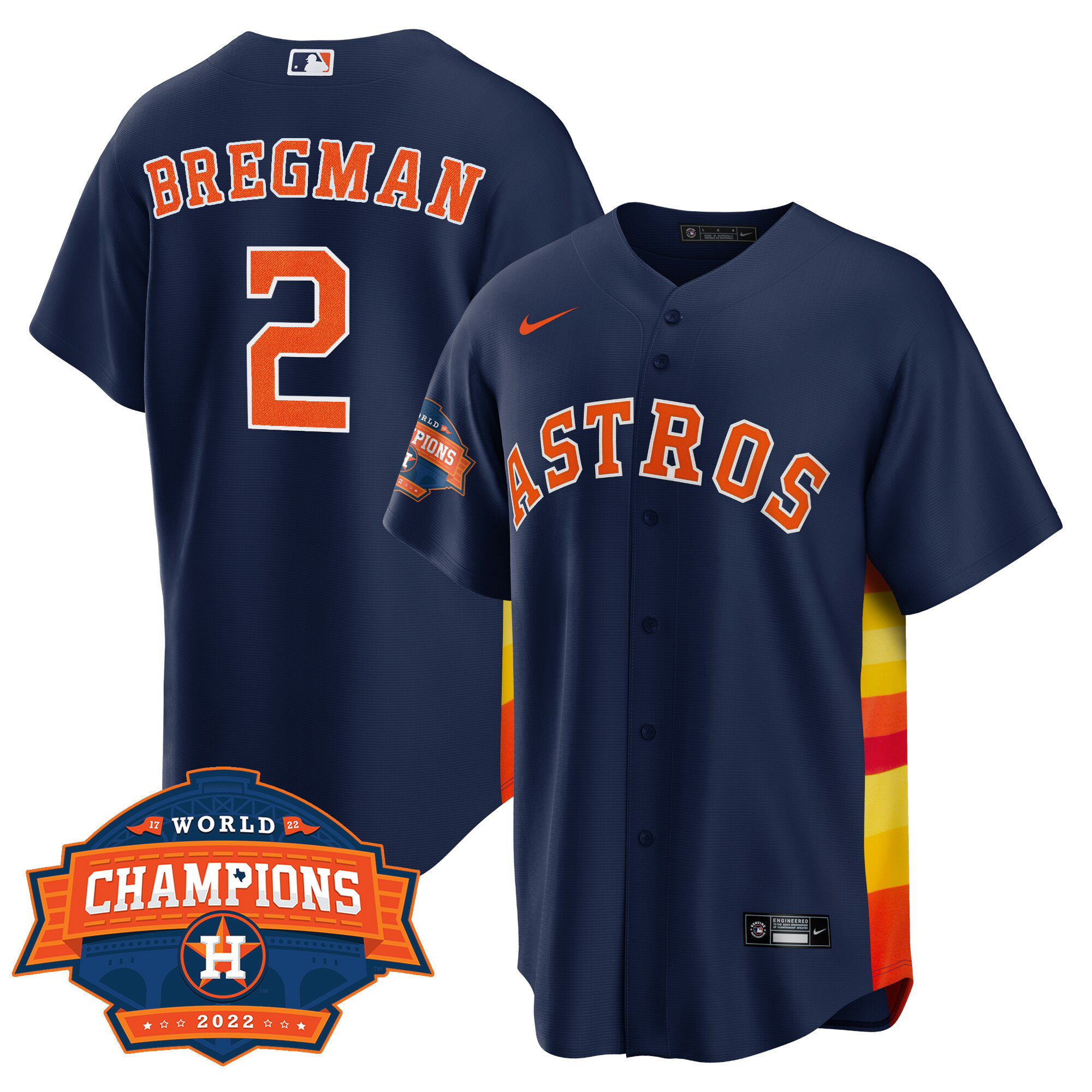 Alex Bregman Men's Houston Astros Alternate Navy 2022 Champions Limited Player Cool Base Jersey - All Stitched