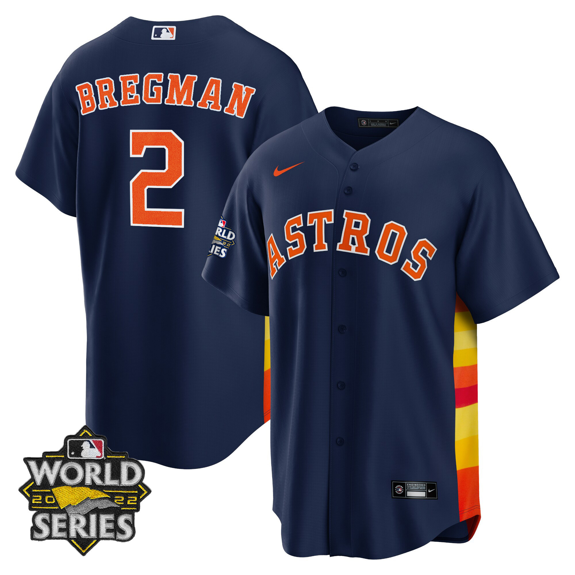 Alex Bregman Men's Houston Astros Alternate Navy 2022 World Series Player Cool Base Jersey - All Stitched
