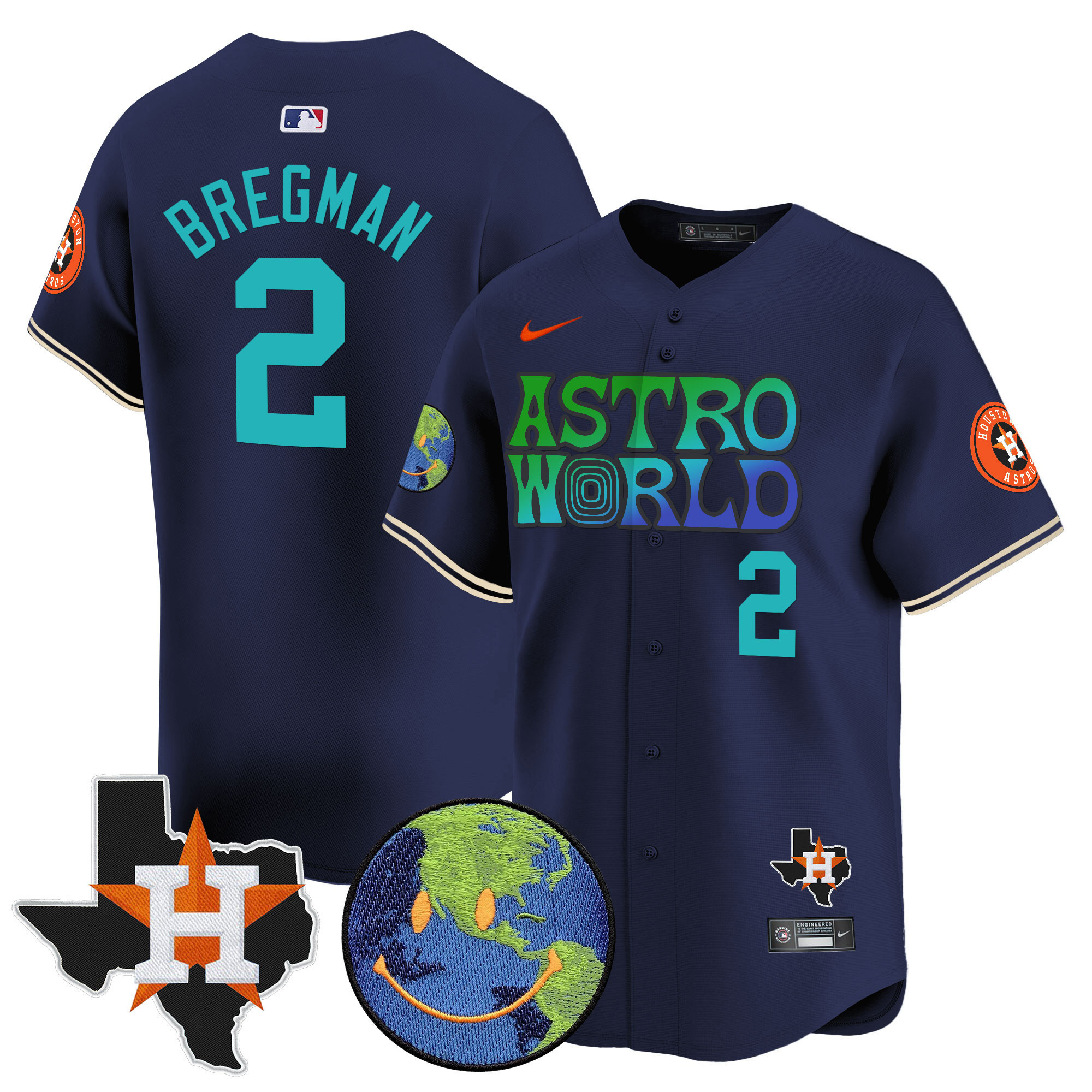 Alex Bregman Men's Houston Astros Cactus Jack Astro World Vapor Premier Limited Navy Jersey - All Stitched