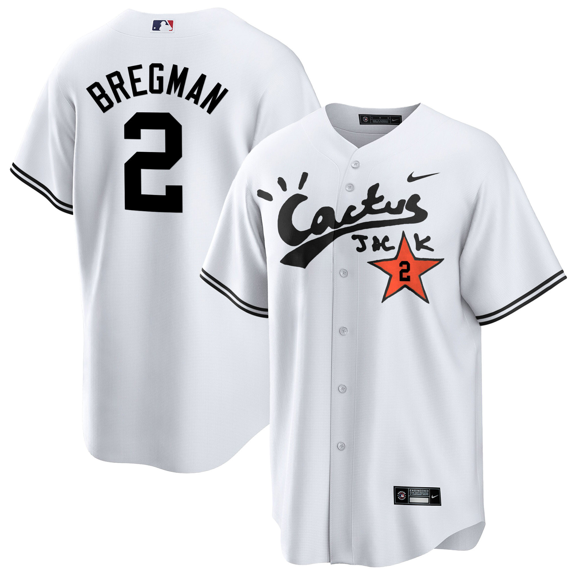 Alex Bregman Men's Houston Astros Cactus Jack Cool Base V2 White Jersey - All Stitched