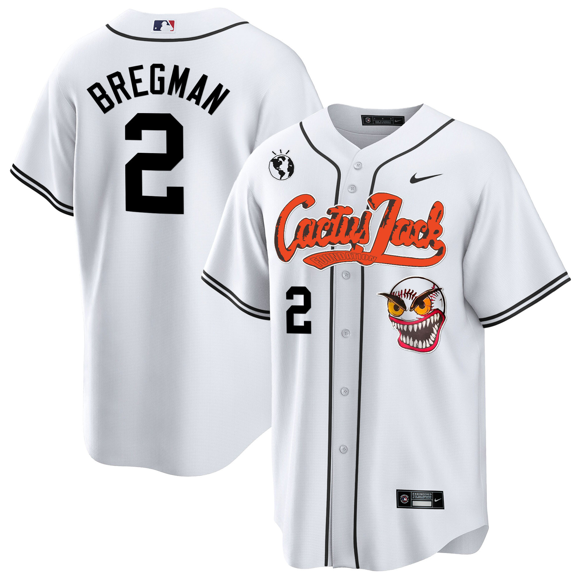Alex Bregman Men's Houston Astros Cactus Jack Cool Base White Jersey - All Stitched