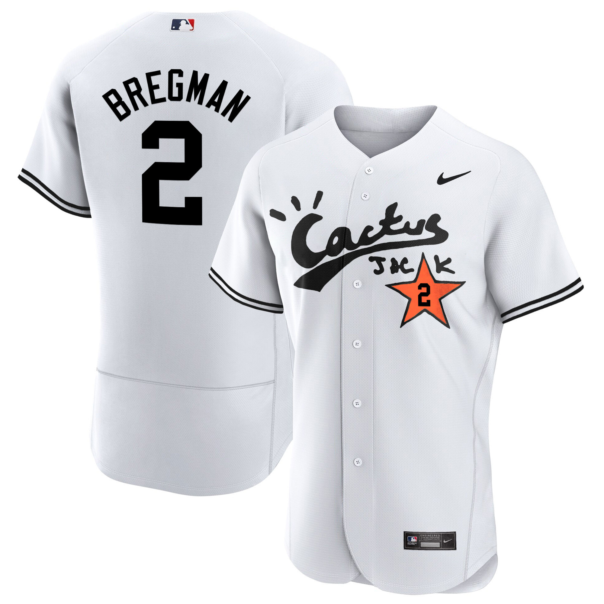 Alex Bregman Men's Houston Astros Cactus Jack Flex Base V2 White Jersey - All Stitched