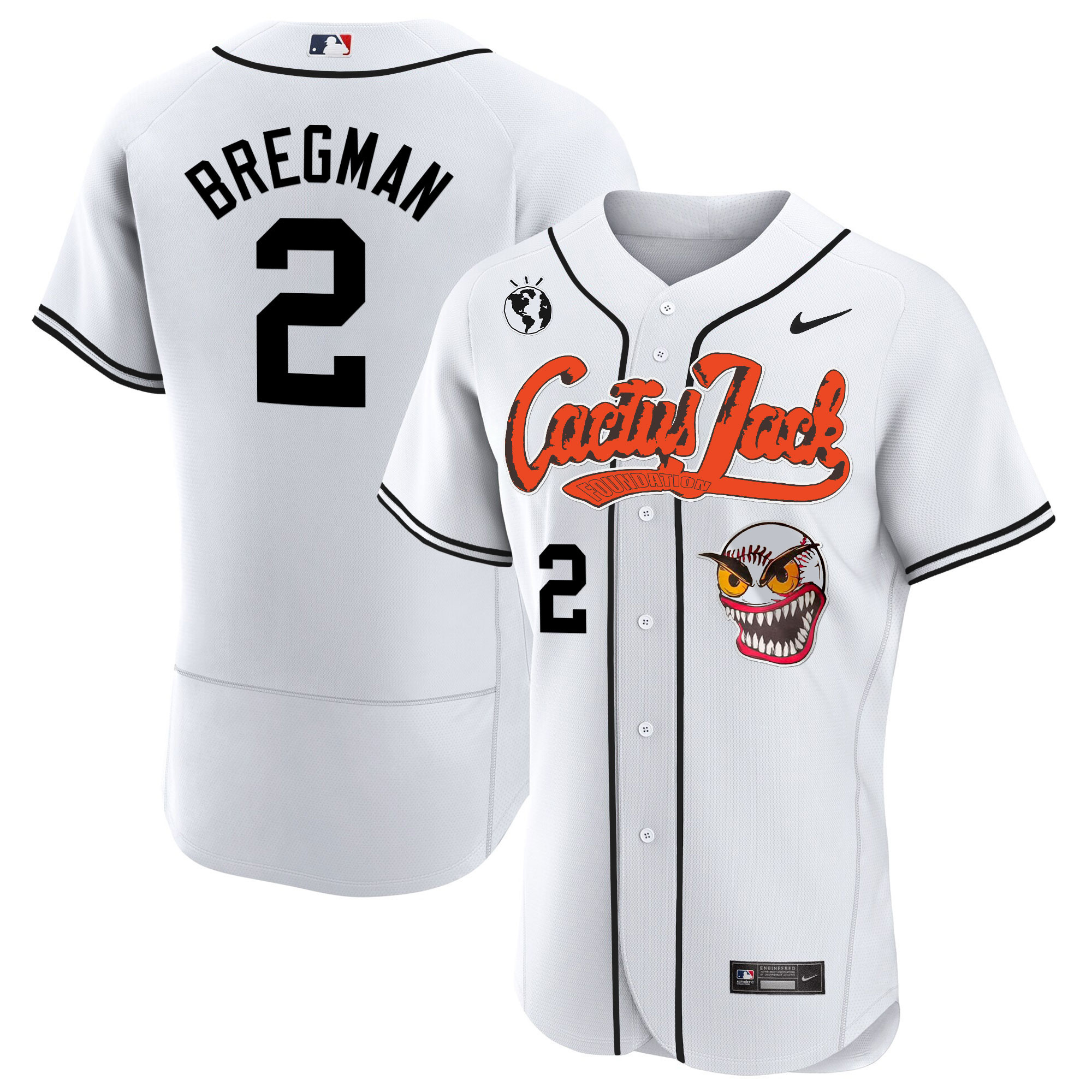 Alex Bregman Men's Houston Astros Cactus Jack Flex Base White Jersey - All Stitched