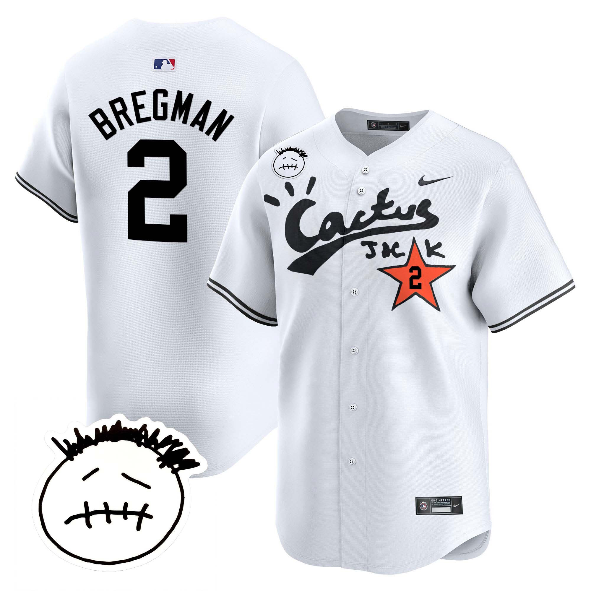 Alex Bregman Men's Houston Astros Cactus Jack Patch Vapor Premier Limited V5 White Jersey - All Stitched