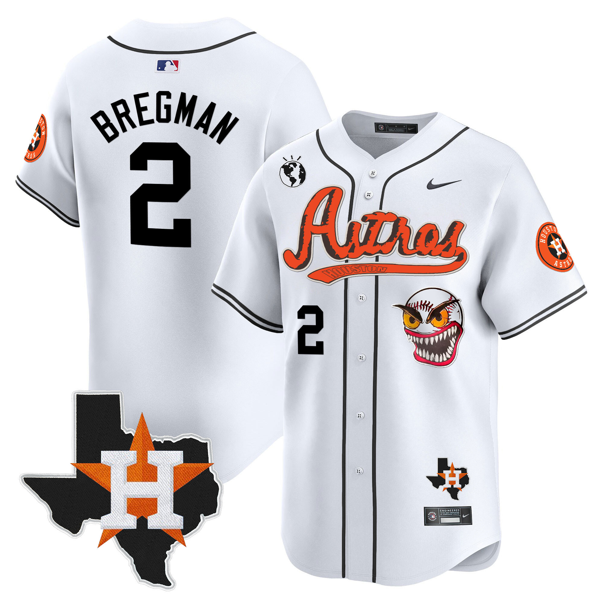 Alex Bregman Men's Houston Astros Cactus Jack Style Vapor Premier Limited V2 White Jersey - All Stitched