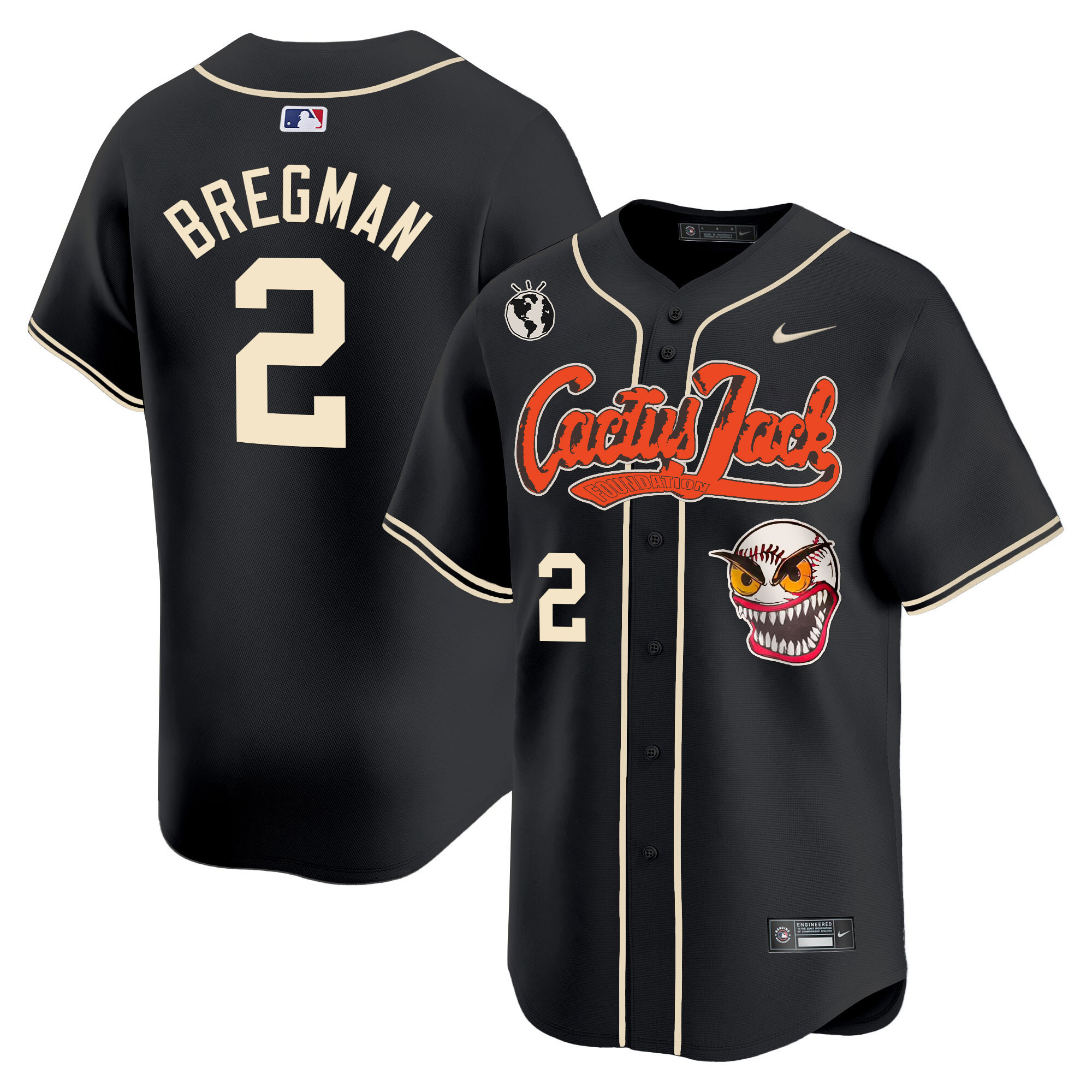 Alex Bregman Men's Houston Astros Cactus Jack Vapor Premier Limited Black Jersey - All Stitched