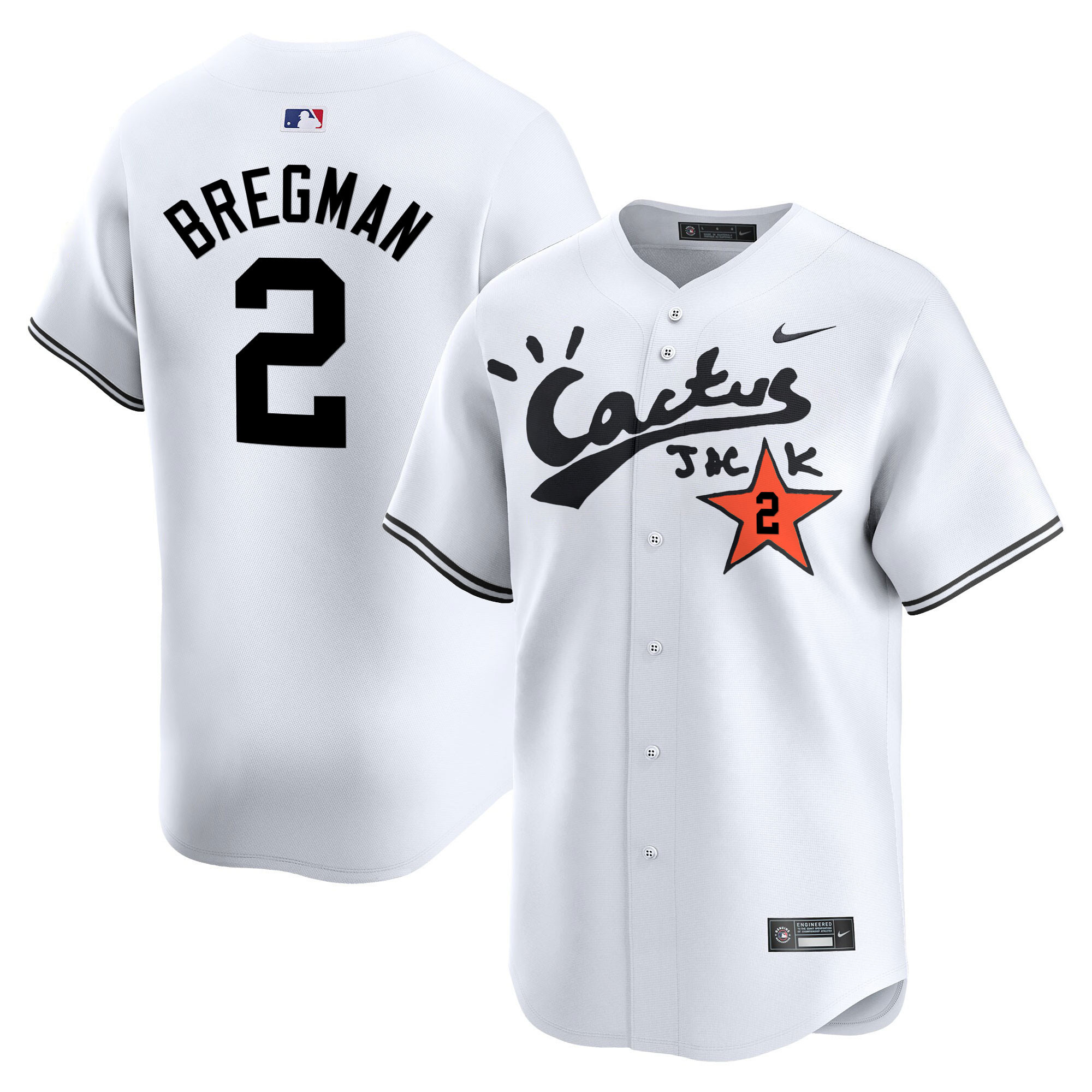 Alex Bregman Men's Houston Astros Cactus Jack Vapor Premier Limited V2 White Jersey - All Stitched