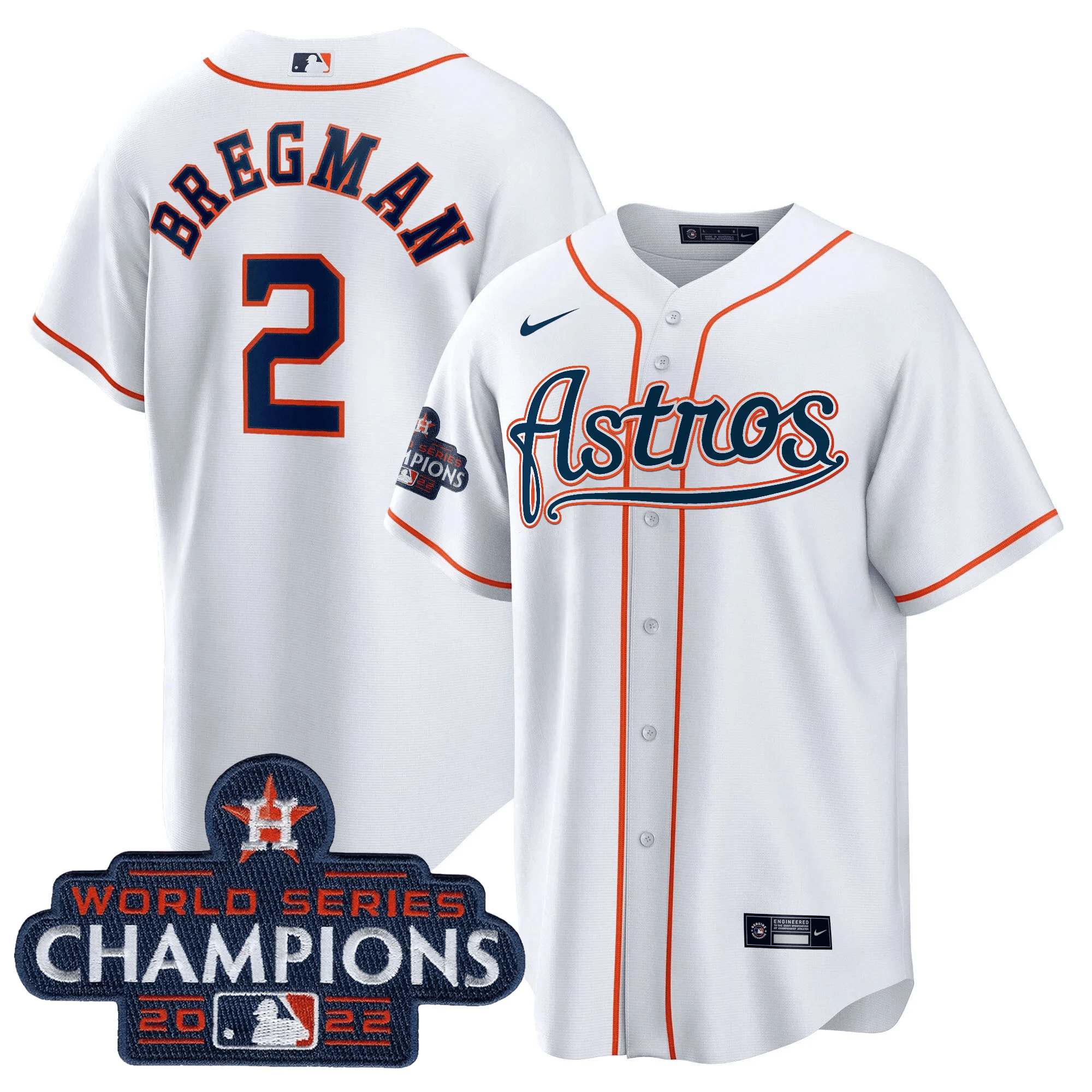 Alex Bregman Men's Houston Astros Champions & Throwback Patch Gold V2 Cool Home Jersey - All Stitched