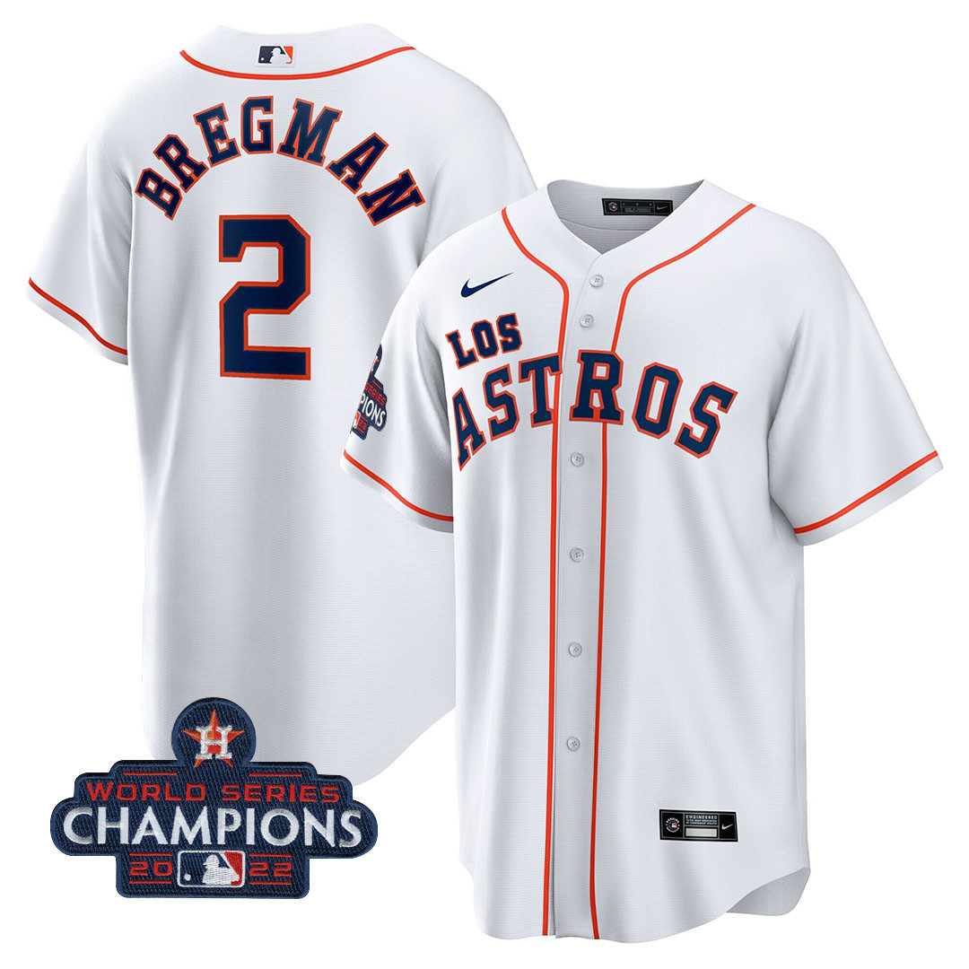 Alex Bregman Men's Houston Astros "Los Houston Astros" Hispanic Heritage Champions Patch White Jersey - All Stitched