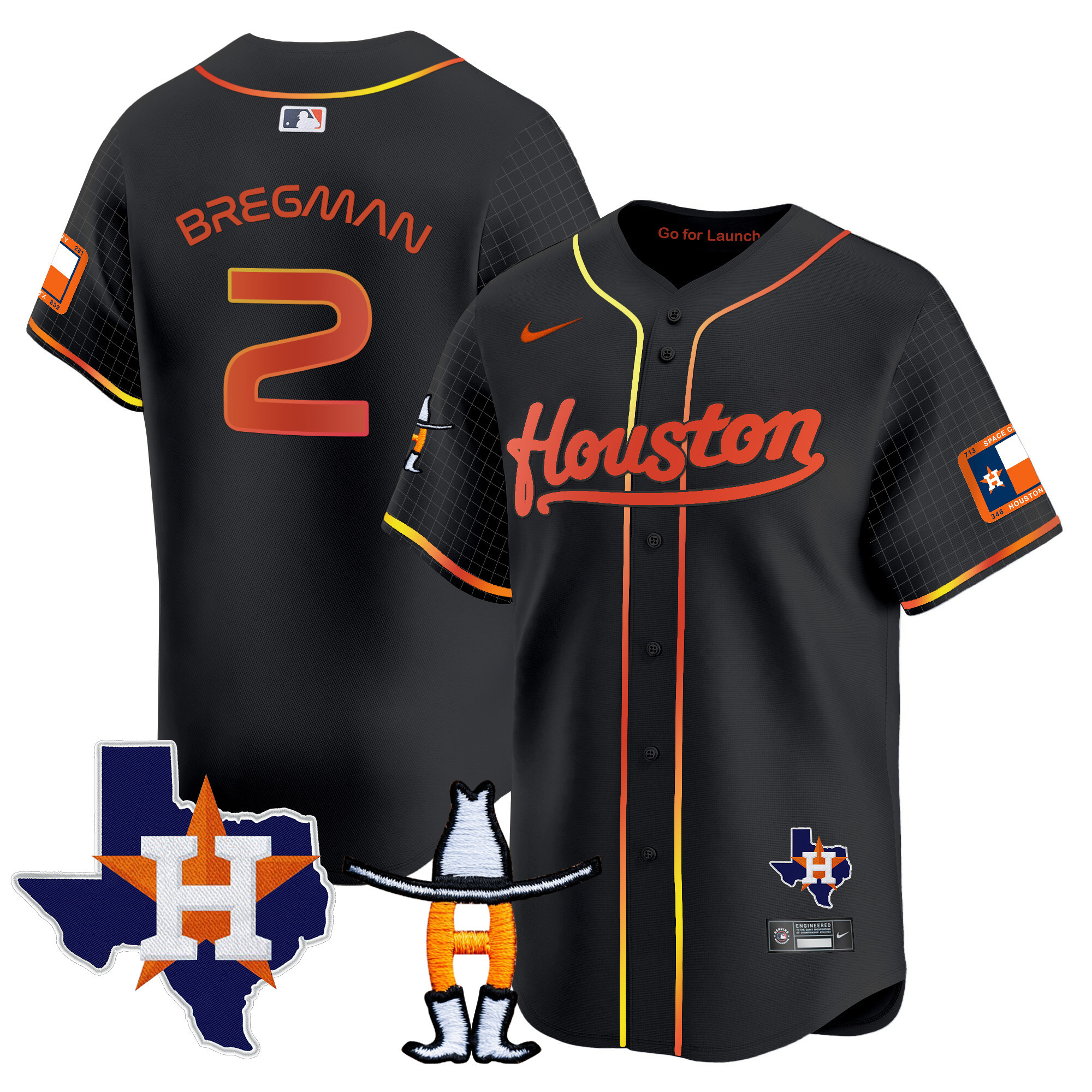 Alex Bregman Men's Houston Astros Space City Houston Rodeo Patch Vapor Premier Limited Black Jersey - All Stitched