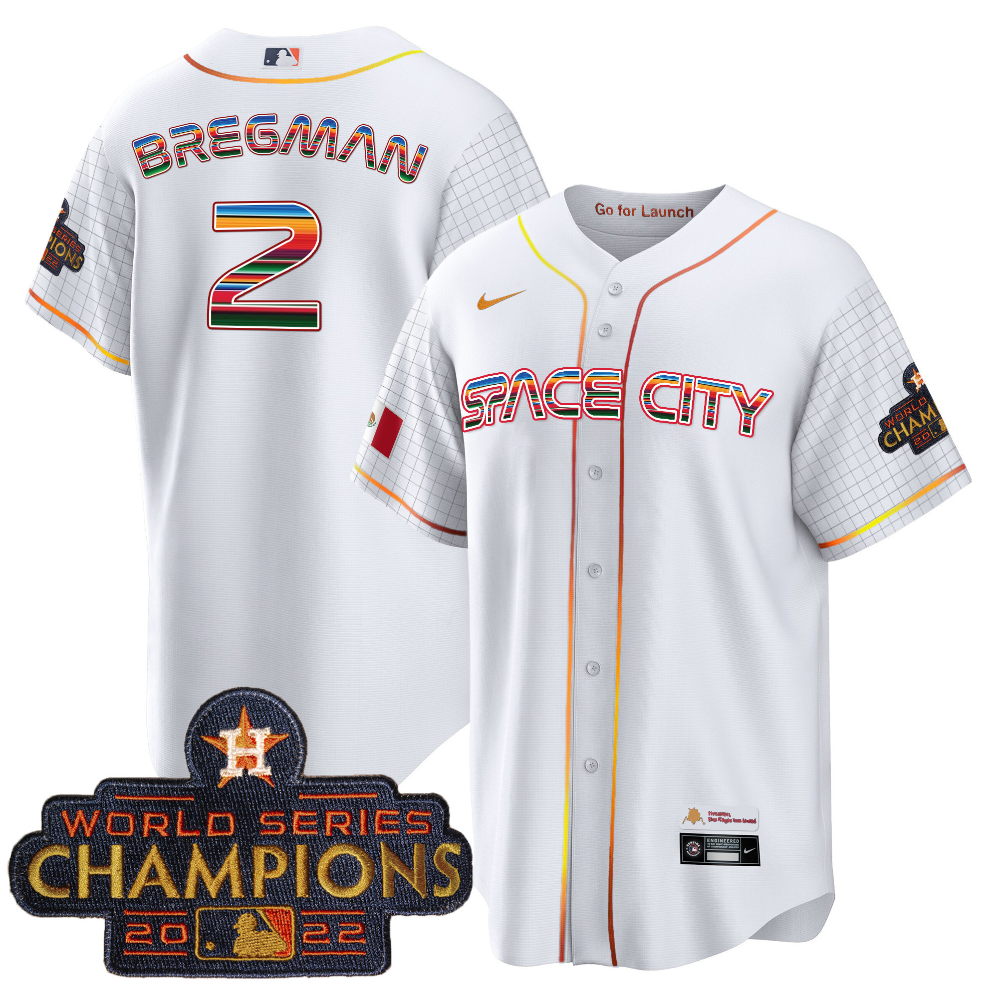 Alex Bregman Men's Houston Astros Space City Mexico Cool Base White Jersey - All Stitched