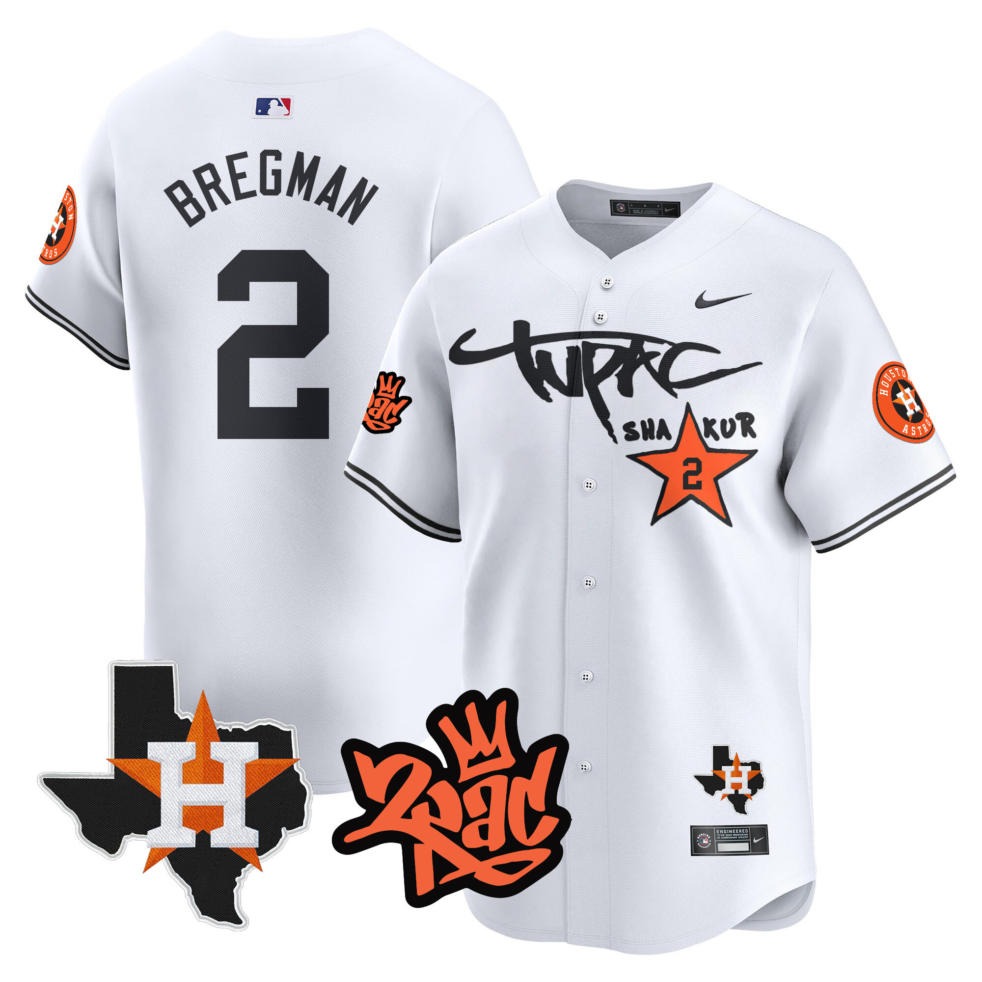 Alex Bregman Men's Houston Astros Tupac Shakur Vapor Premier Limited White Jersey - All Stitched