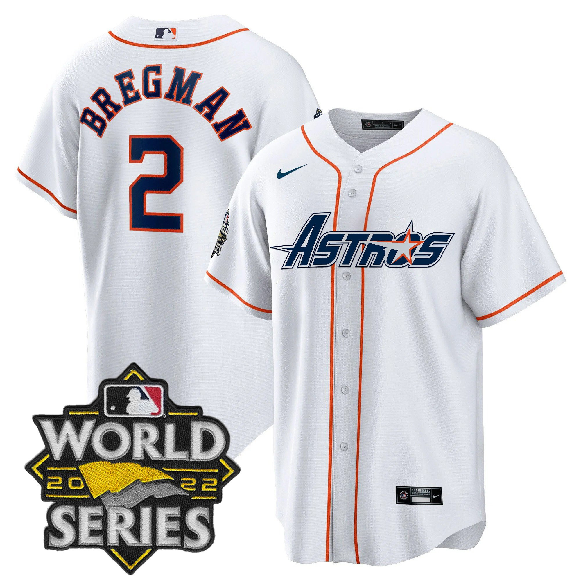 Alex Bregman Men's Houston Astros World Series & Throwback Patch Gold Cool Home Jersey - All Stitched