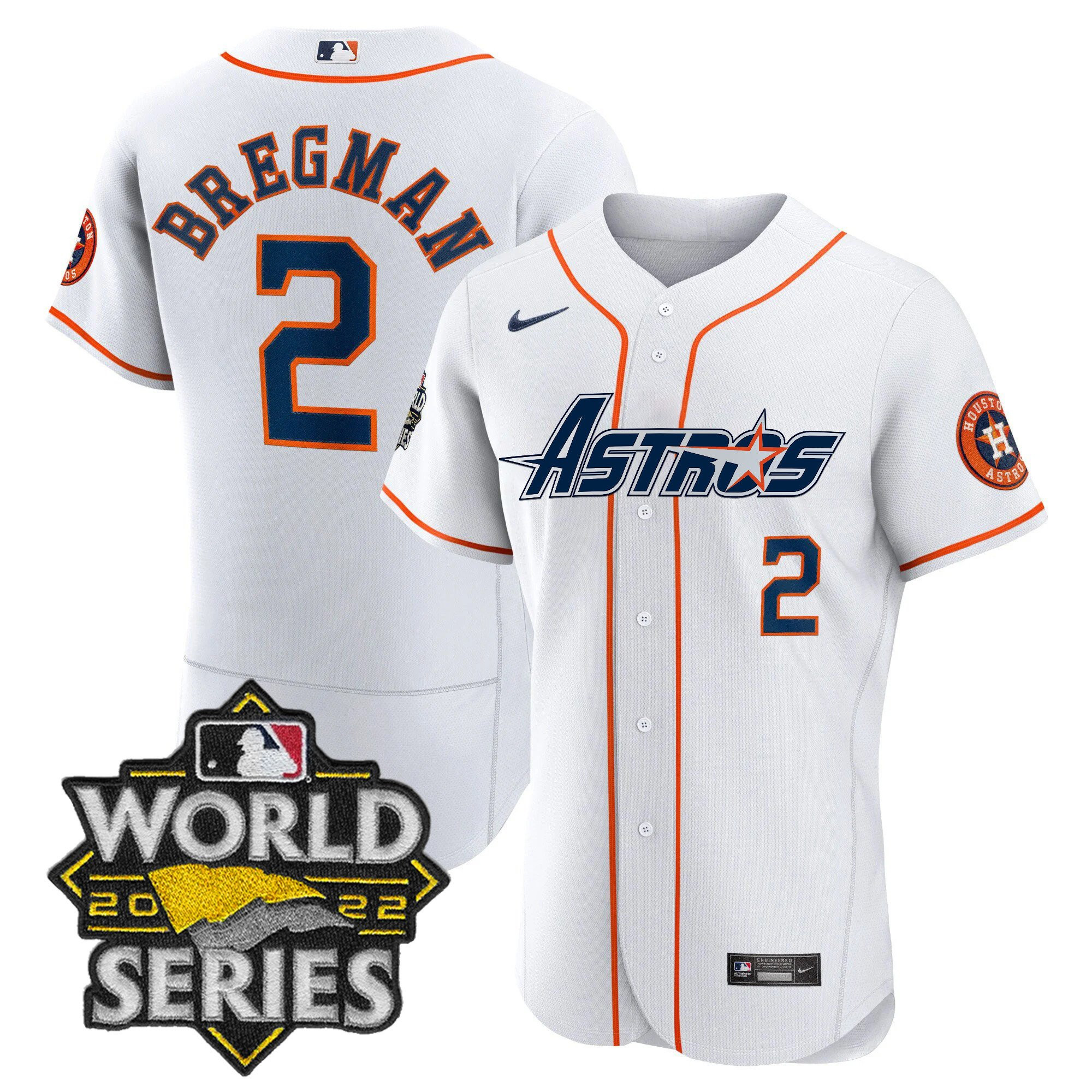 Alex Bregman Men's Houston Astros World Series & Throwback Patch Gold Flex Home Jersey - All Stitched