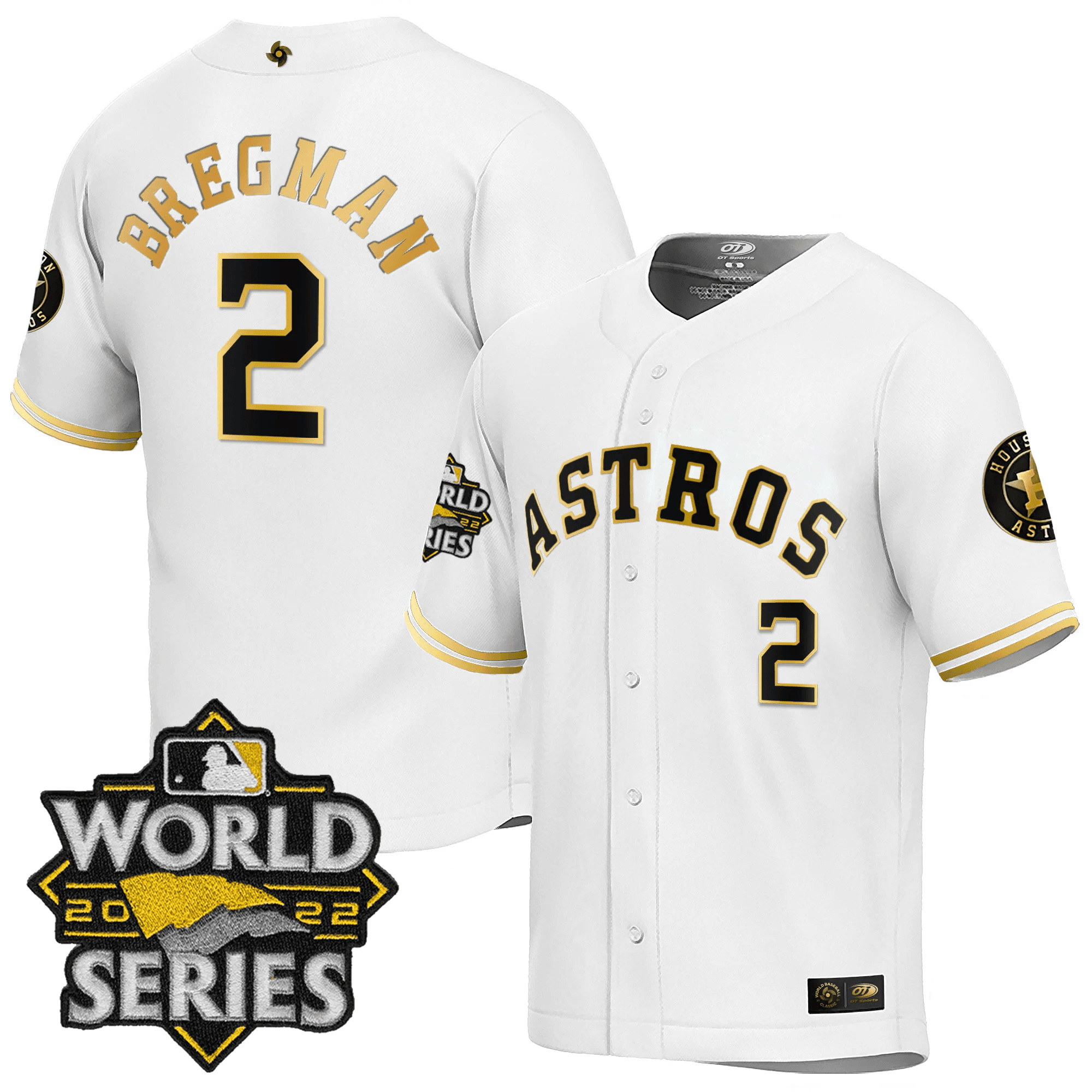 Alex Bregman Men's Houston Astros World Series Classic White Gold Jersey - All Stitched