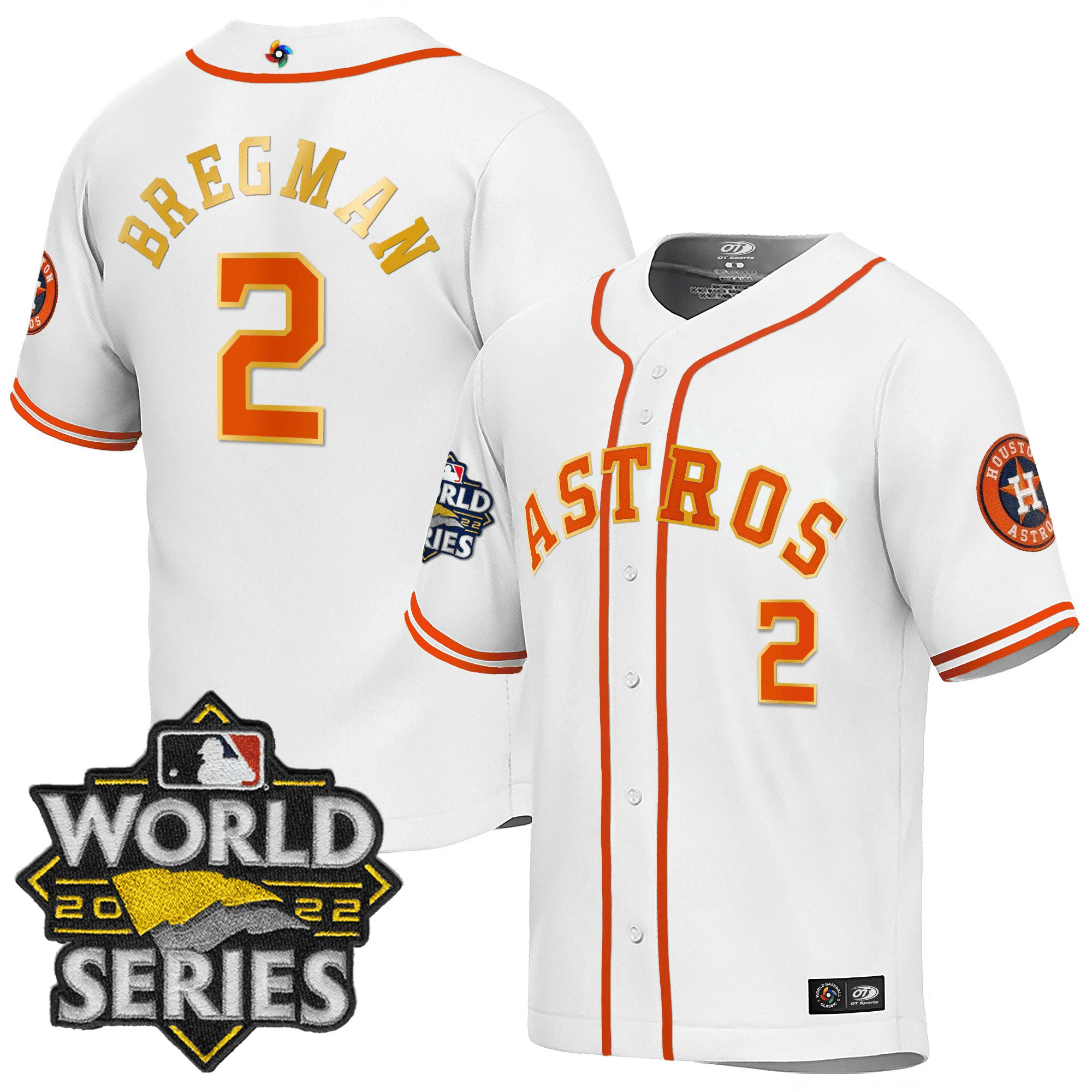 Alex Bregman Men's Houston Astros World Series Classic White Gold Trim Jersey - All Stitched