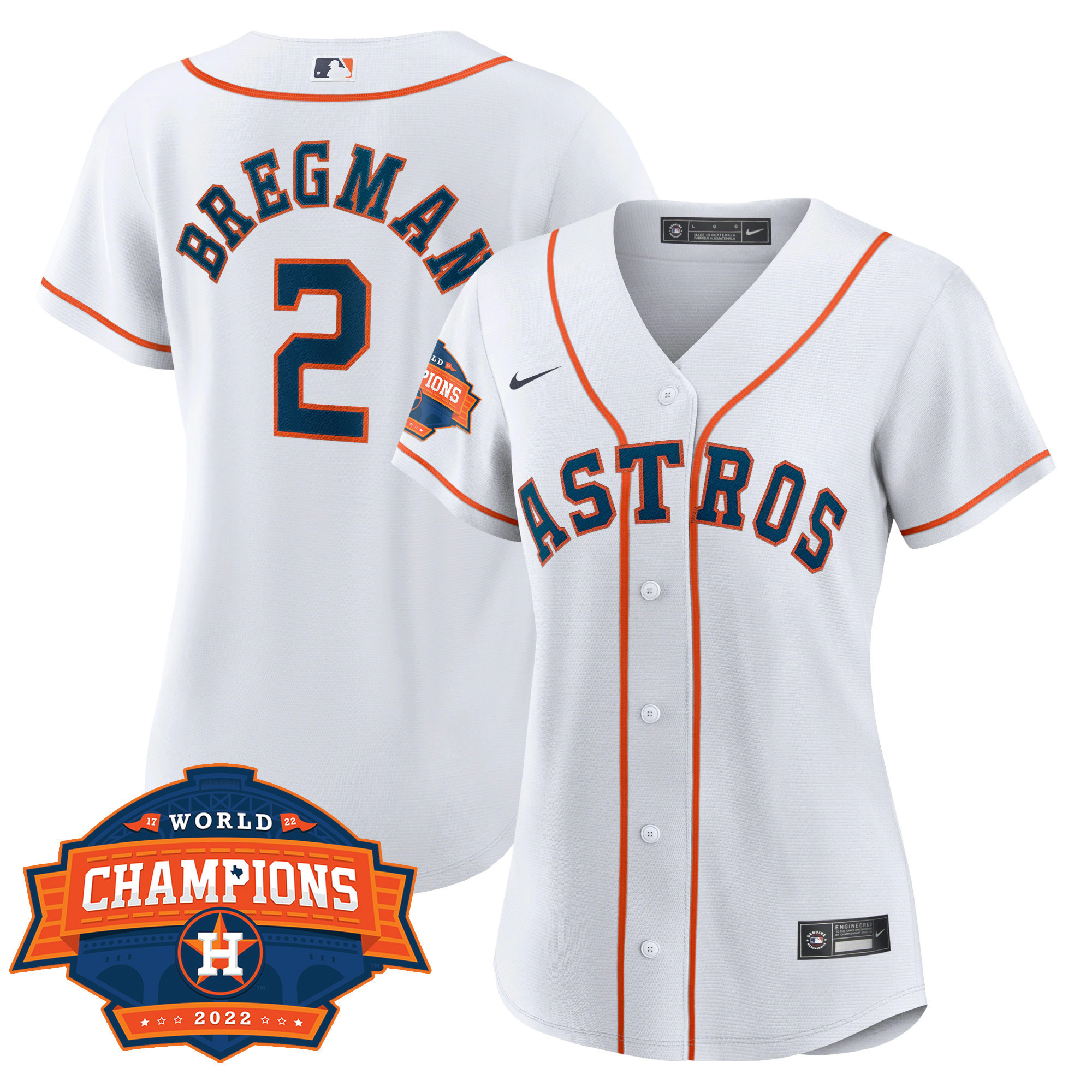 Alex Bregman Women's Houston Astros 2022 World Series Champions Patch Limited Cool Home Jersey - All Stitched
