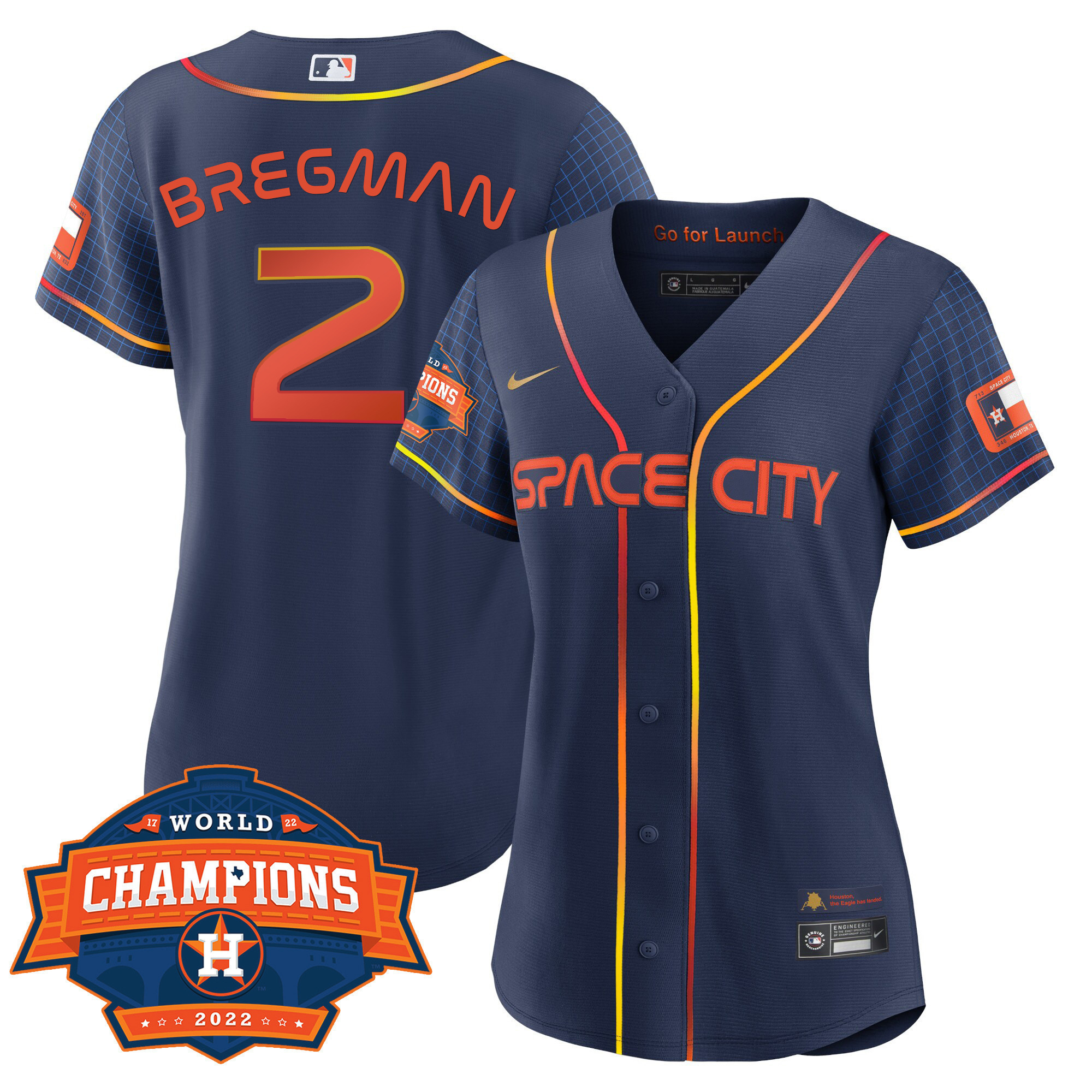 Alex Bregman Women's Houston Astros 2022 World Series Champions Patch Limited Cool Space City Jersey - All Stitched