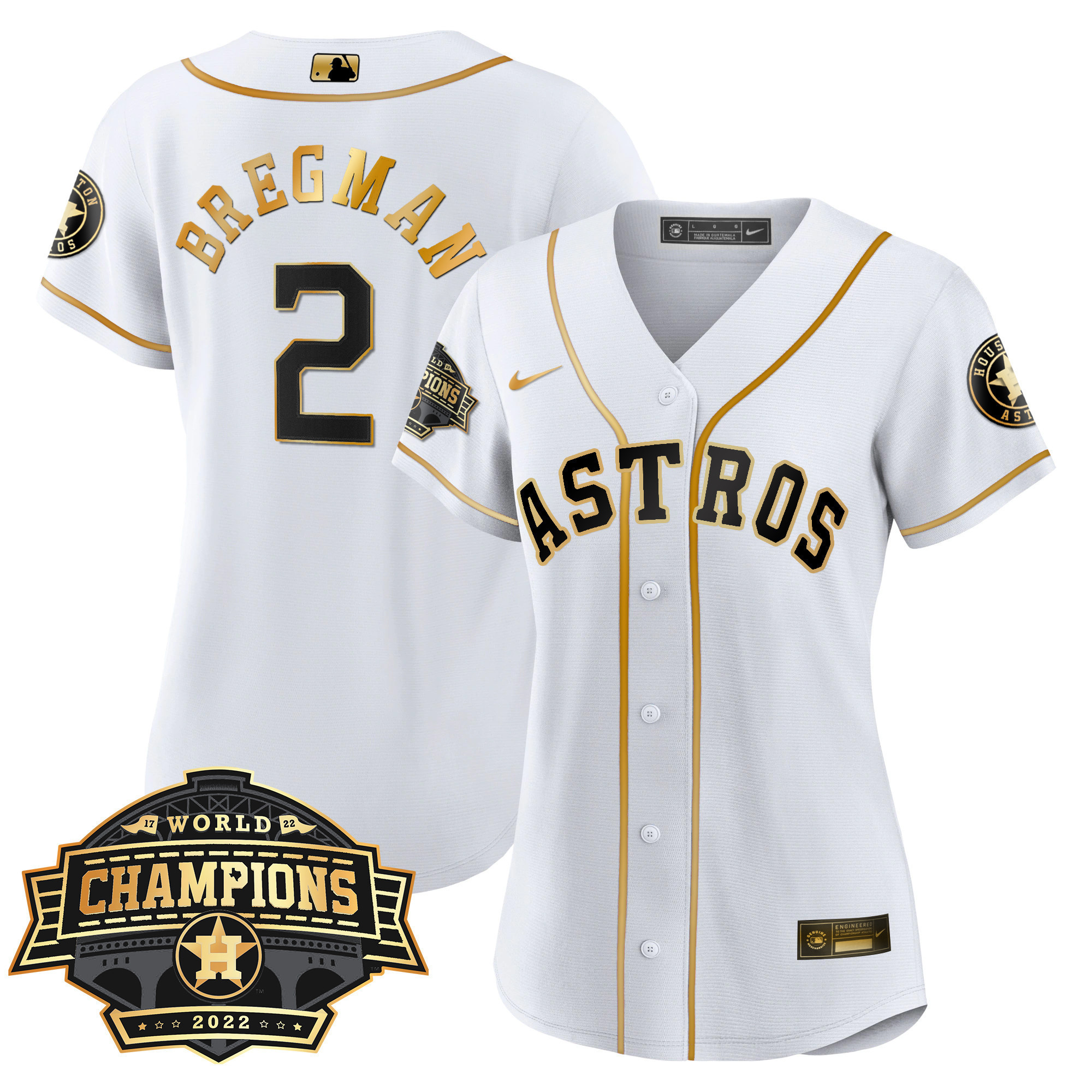 Alex Bregman Women's Houston Astros 2022 World Series Champions Patch Limited Cool White Jersey - All Stitched