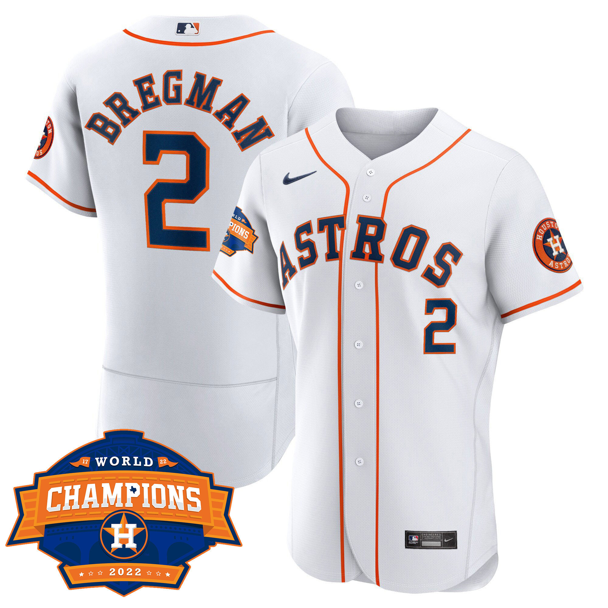 Alex Bregman Women's Houston Astros 2022 World Series Champions Patch Limited Flex Home Jersey - All Stitched