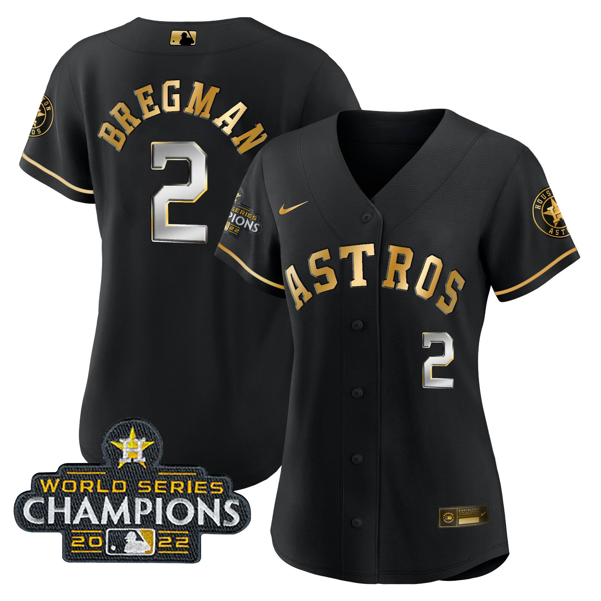 Alex Bregman Women's Houston Astros 2022 World Series Champions Player Cool Black Jersey - All Stitched