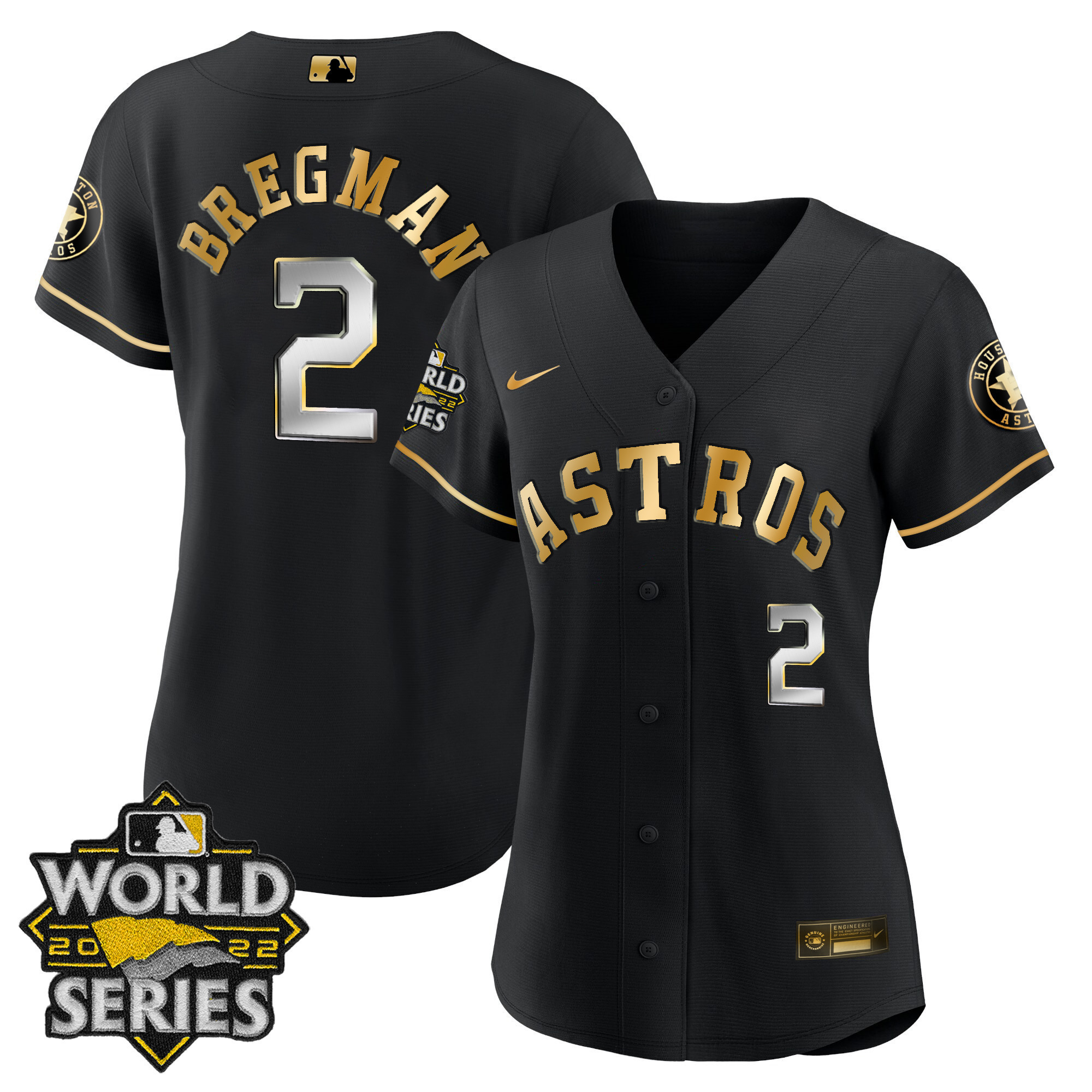 Alex Bregman Women's Houston Astros 2022 World Series Player Cool Black Jersey - All Stitched