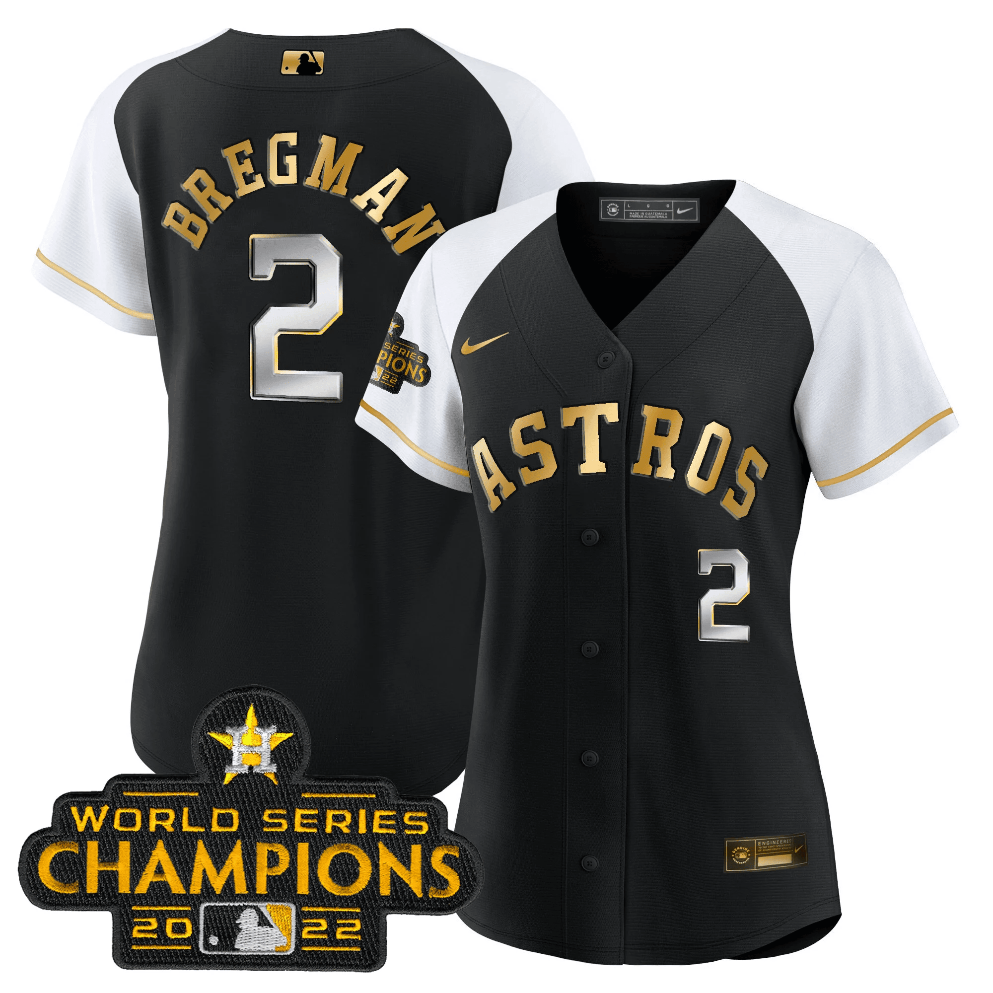 Alex Bregman Women's Houston Astros 2023 Gold Alternate Baseball White Sleeves Jersey - All Stitched