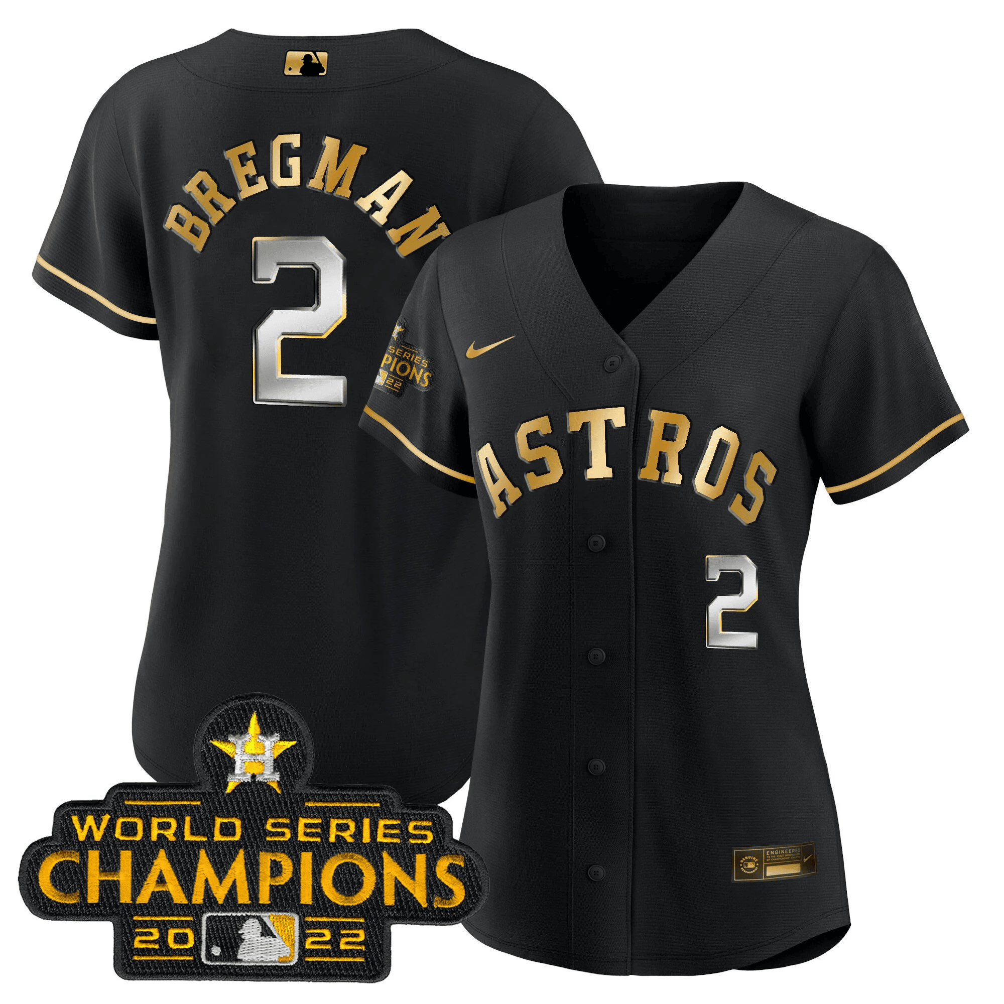 Alex Bregman Women's Houston Astros 2023 Gold Rush Collection Black Gold Jersey - All Stitched