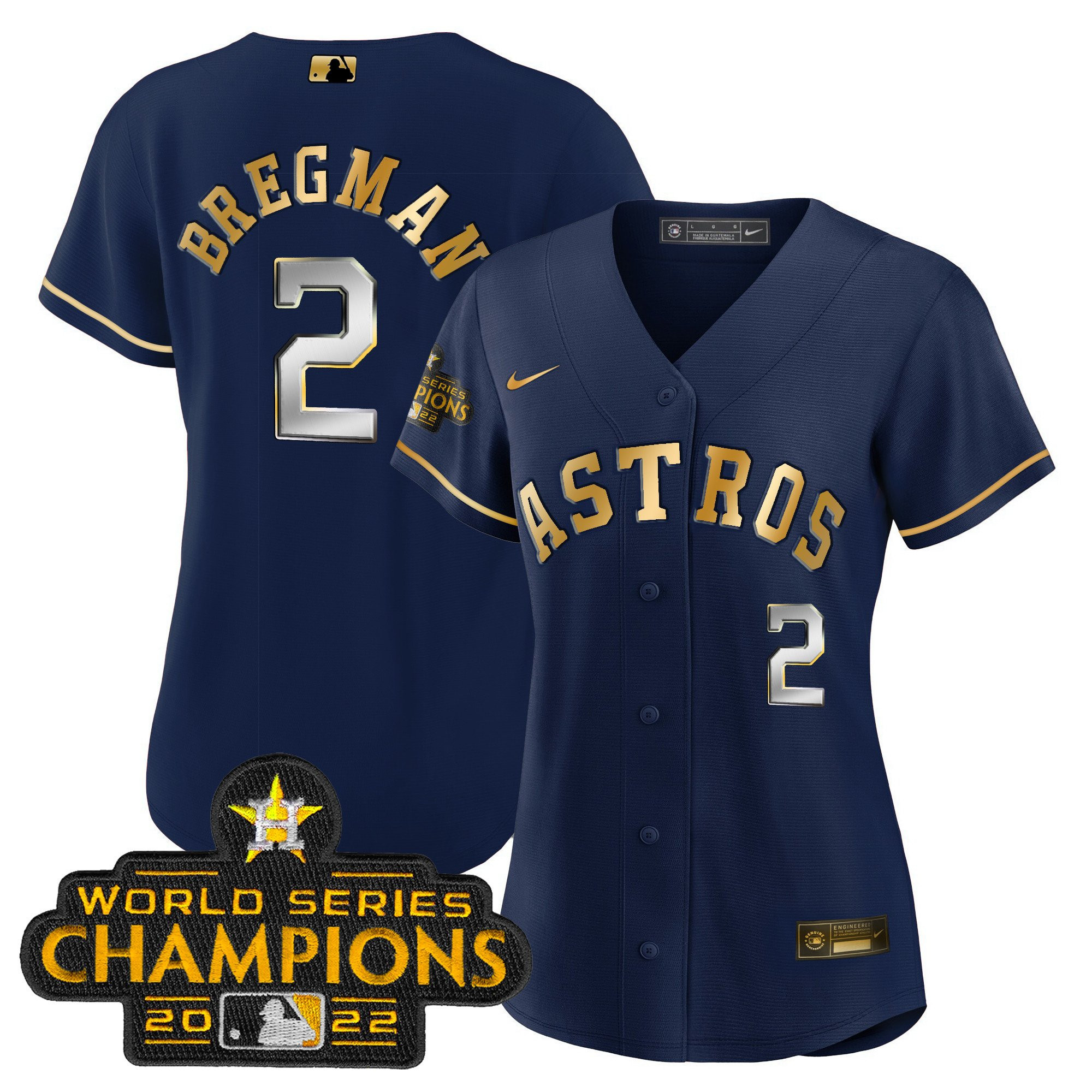 Alex Bregman Women's Houston Astros 2023 Gold Rush Collection Navy Gold Jersey - All Stitched