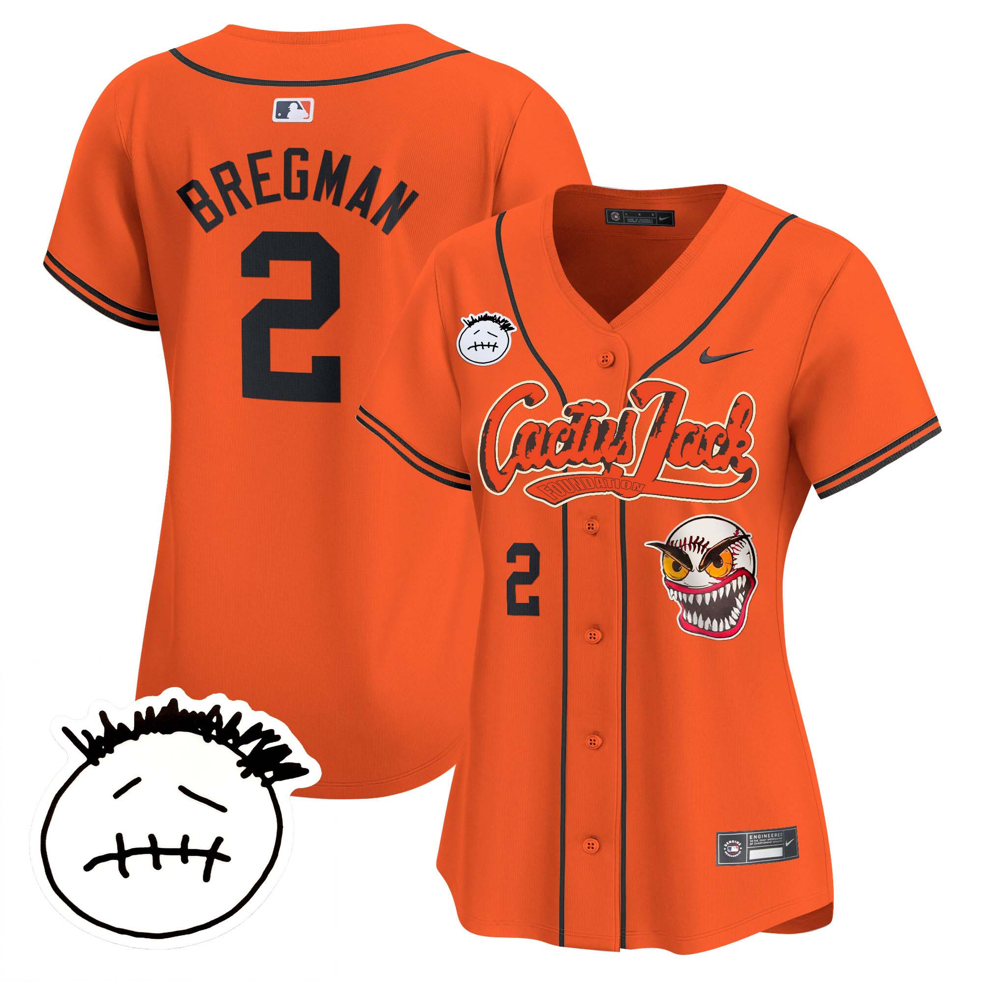 Alex Bregman Women's Houston Astros Cactus Jack Patch Vapor Premier Limited V3 Orange Jersey - All Stitched