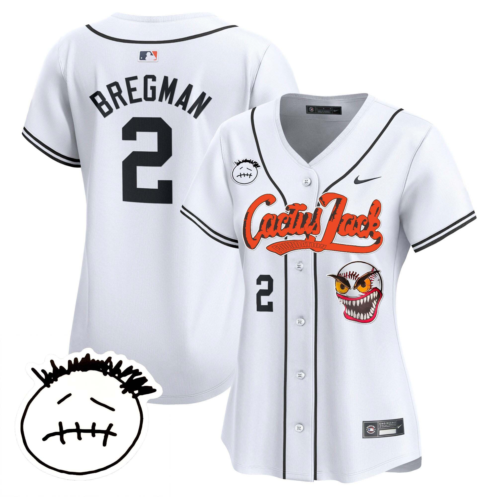 Alex Bregman Women's Houston Astros Cactus Jack Patch Vapor Premier Limited V3 White Jersey - All Stitched