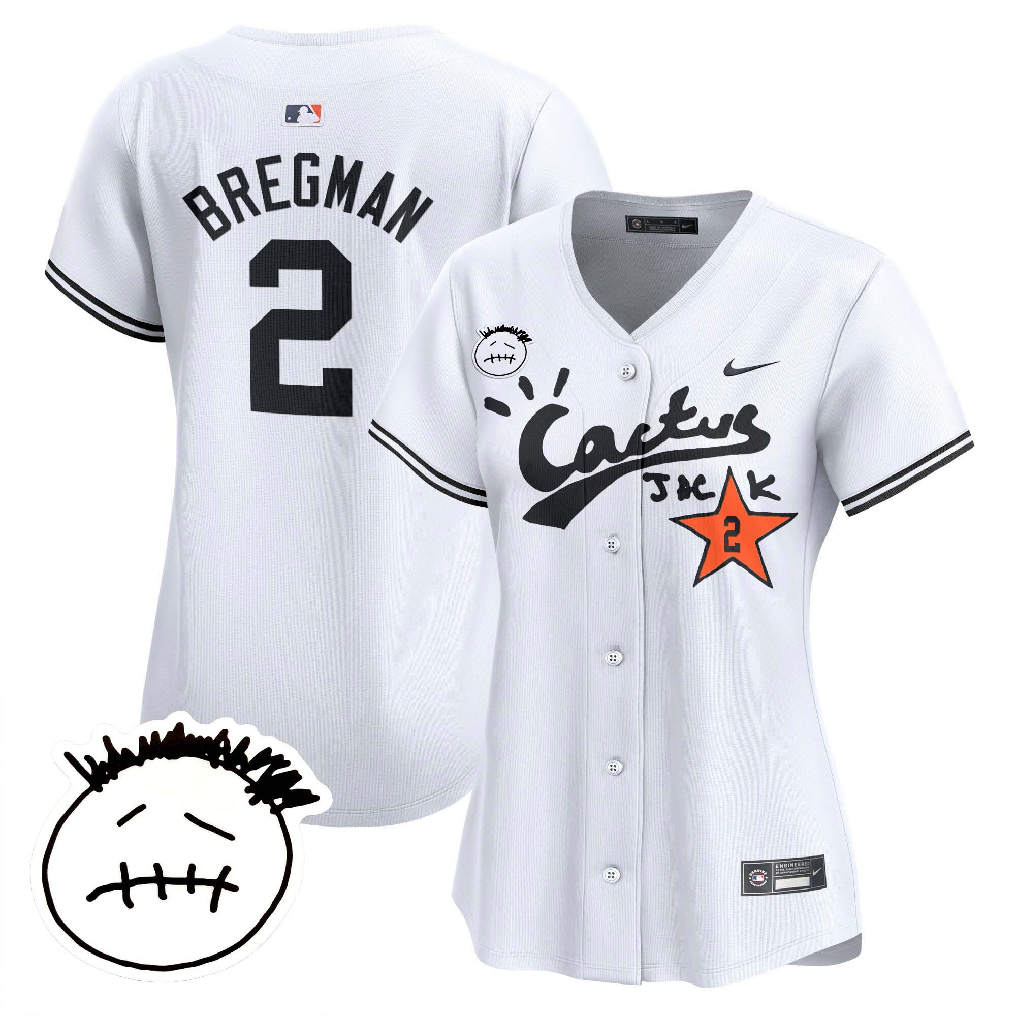Alex Bregman Women's Houston Astros Cactus Jack Patch Vapor Premier Limited V4 White Jersey - All Stitched