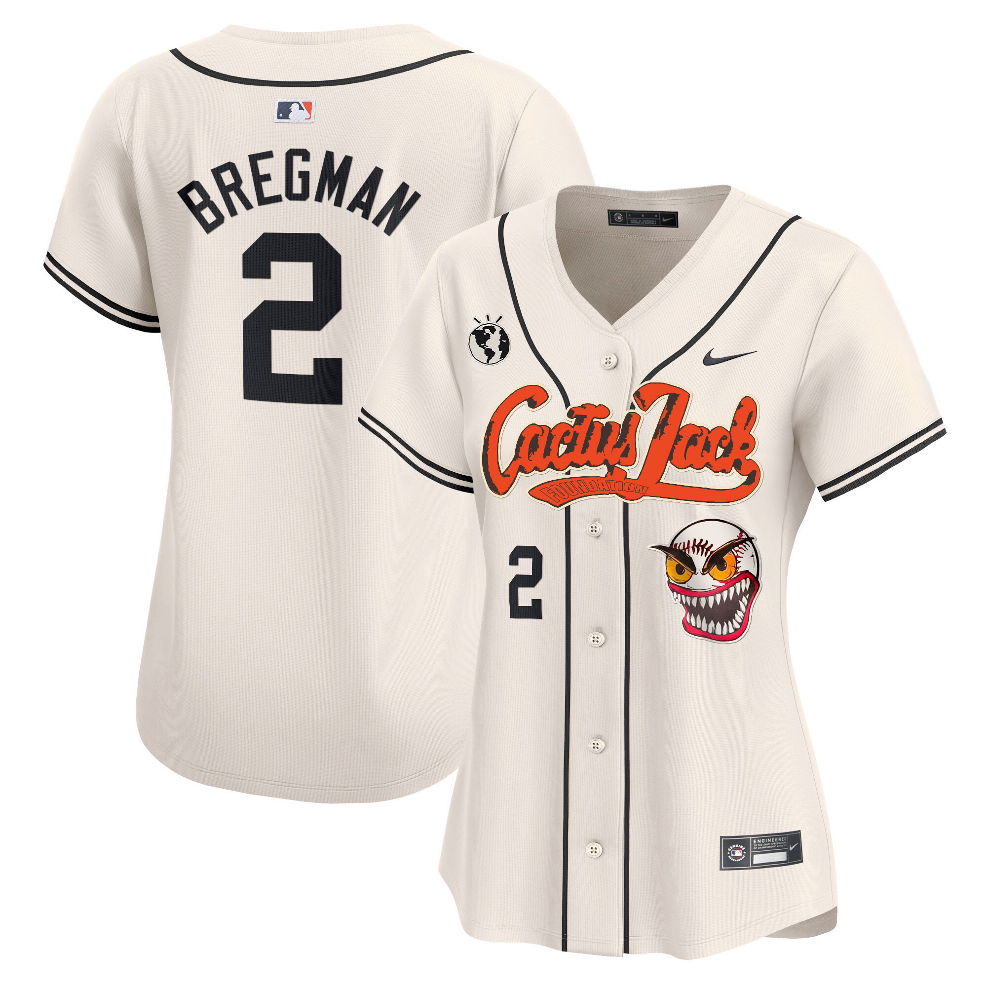 Alex Bregman Women's Houston Astros Cactus Jack Vapor Premier Limited Cream Jersey - All Stitched