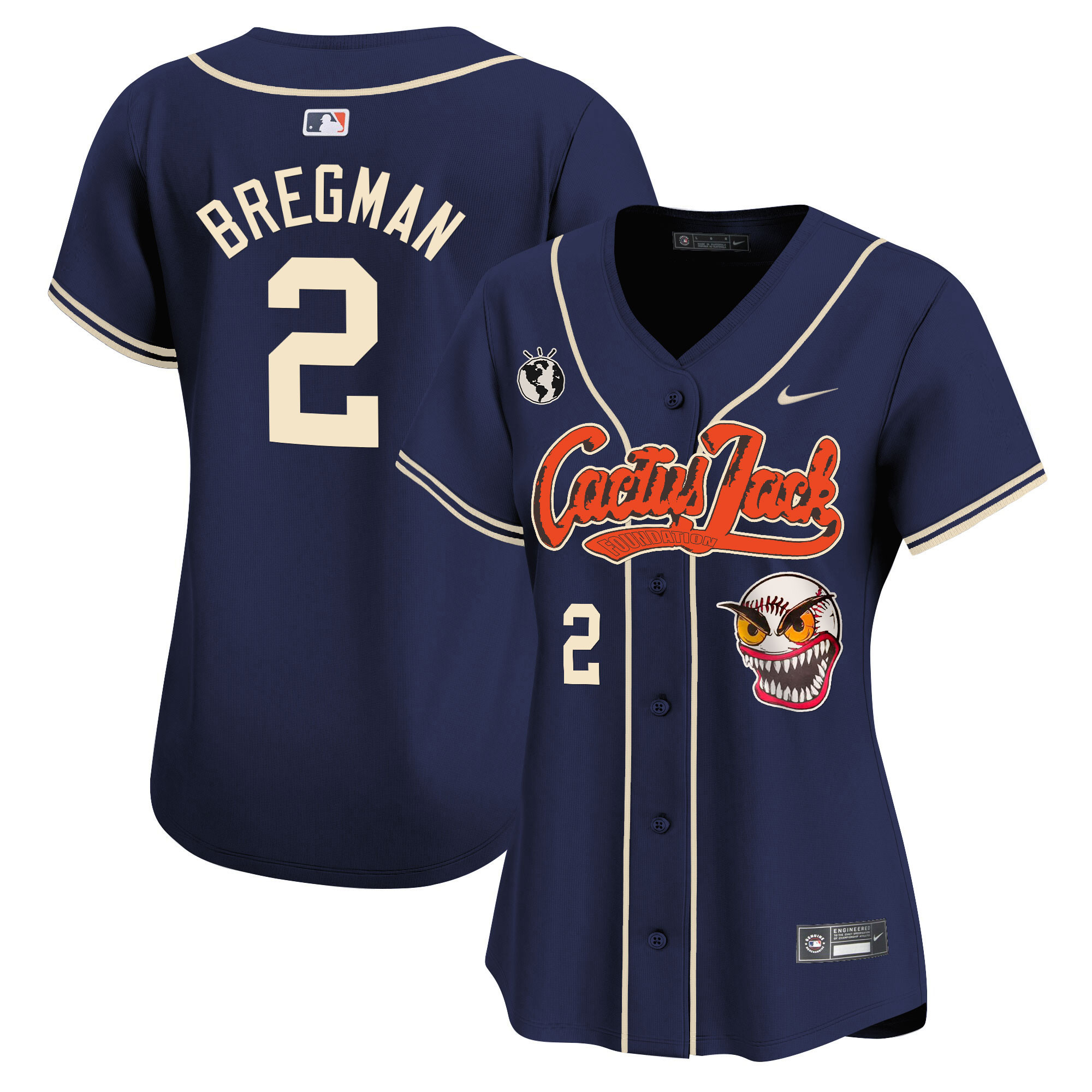 Alex Bregman Women's Houston Astros Cactus Jack Vapor Premier Limited Navy Jersey - All Stitched