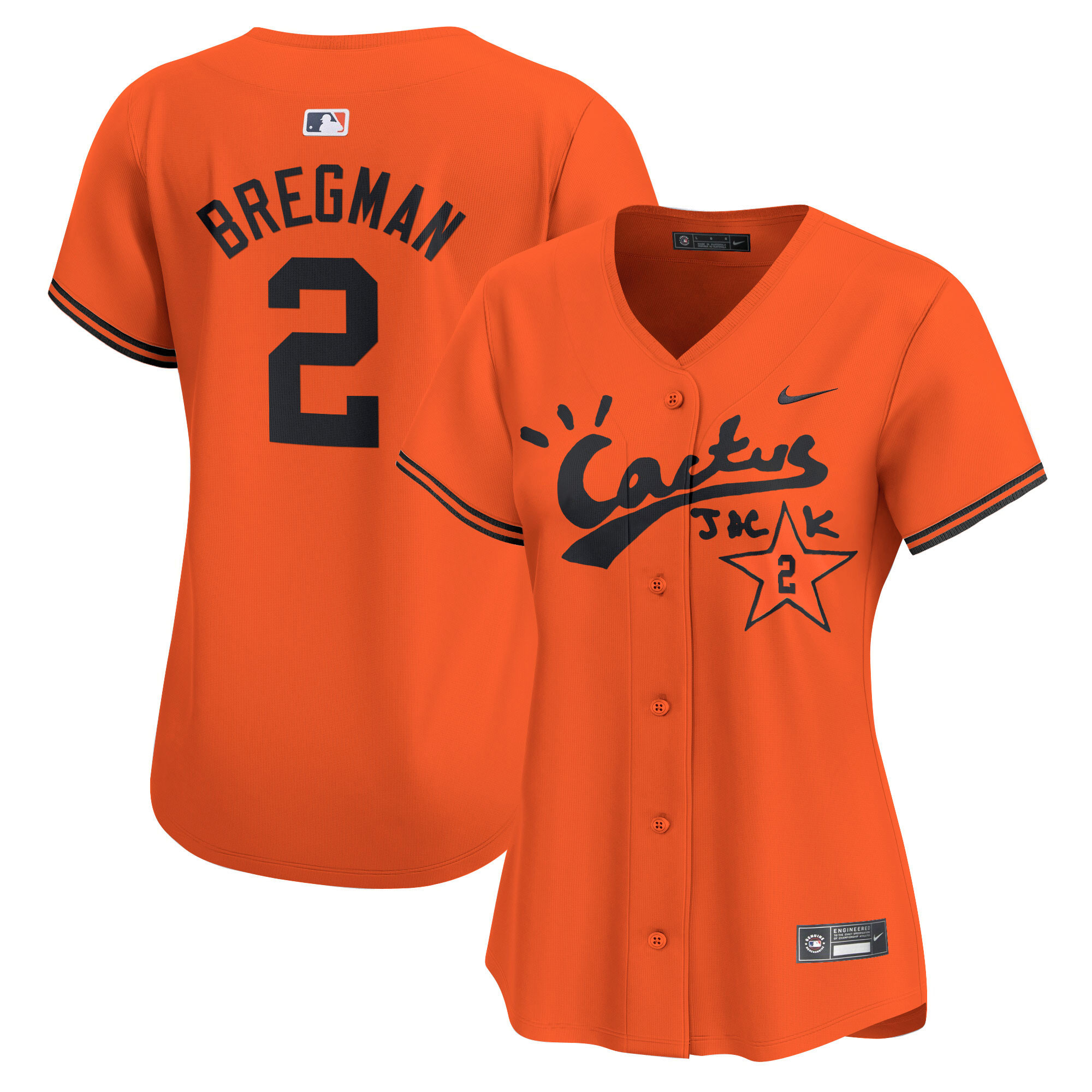 Alex Bregman Women's Houston Astros Cactus Jack Vapor Premier Limited V2 Orange Jersey - All Stitched