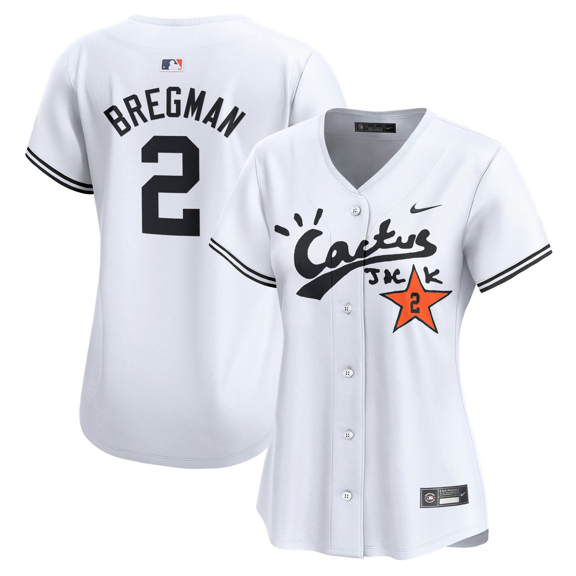 Alex Bregman Women's Houston Astros Cactus Jack Vapor Premier Limited V2 White Jersey - All Stitched
