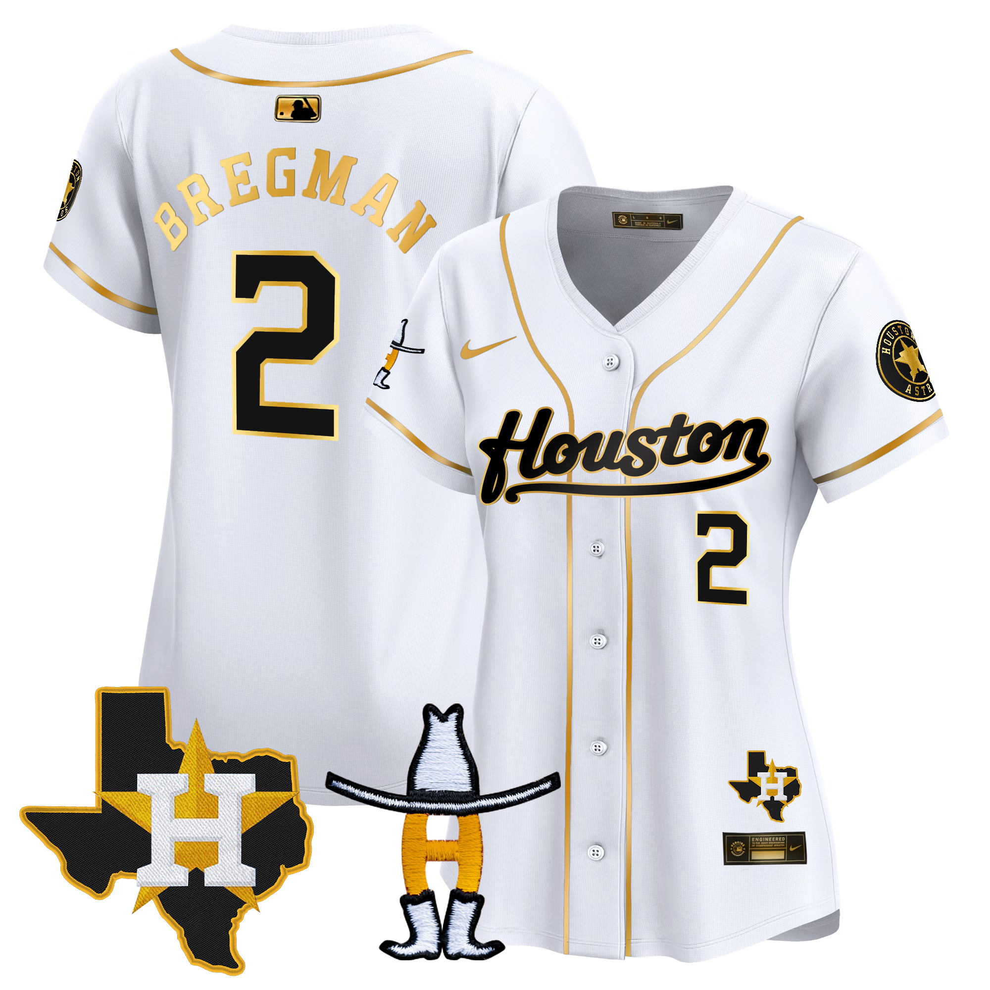 Alex Bregman Women's Houston Astros Houston Rodeo Patch Vapor Premier Limited White Gold Jersey - All Stitched