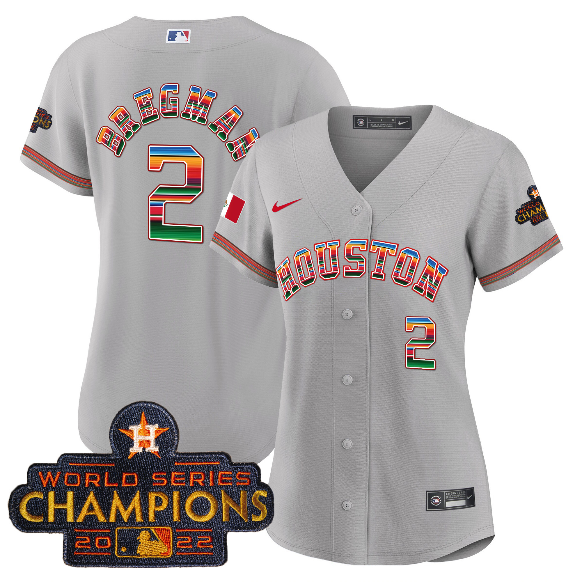 Alex Bregman Women's Houston Astros Mexico Baseball Limited V2 Gray Jersey - All Stitched