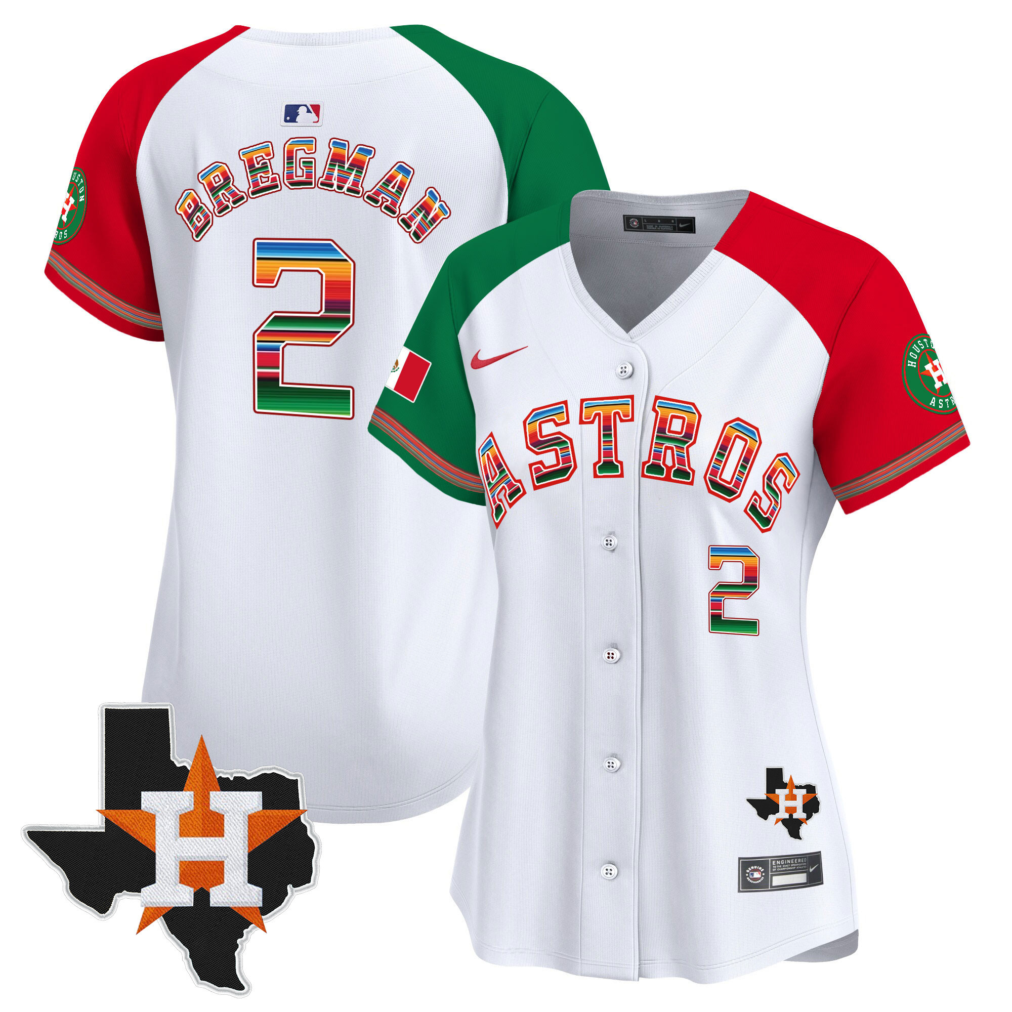 Alex Bregman Women's Houston Astros Mexico Texas Patch Vapor Premier Limited Alternate Jersey - All Stitched