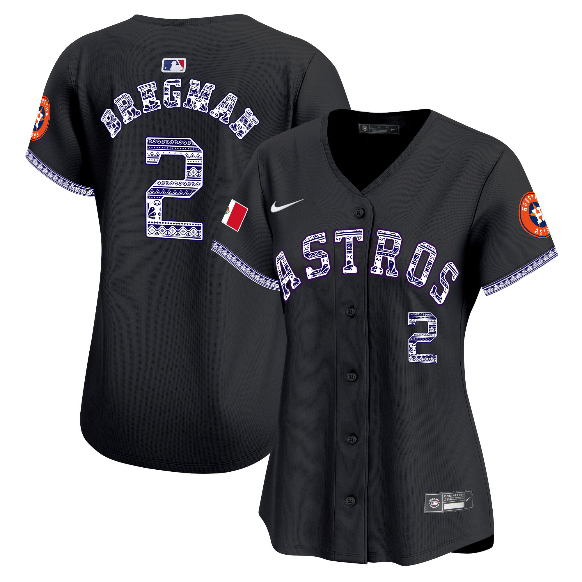 Alex Bregman Women's Houston Astros Mexico Vapor Premier Limited V2 Black Jersey - All Stitched