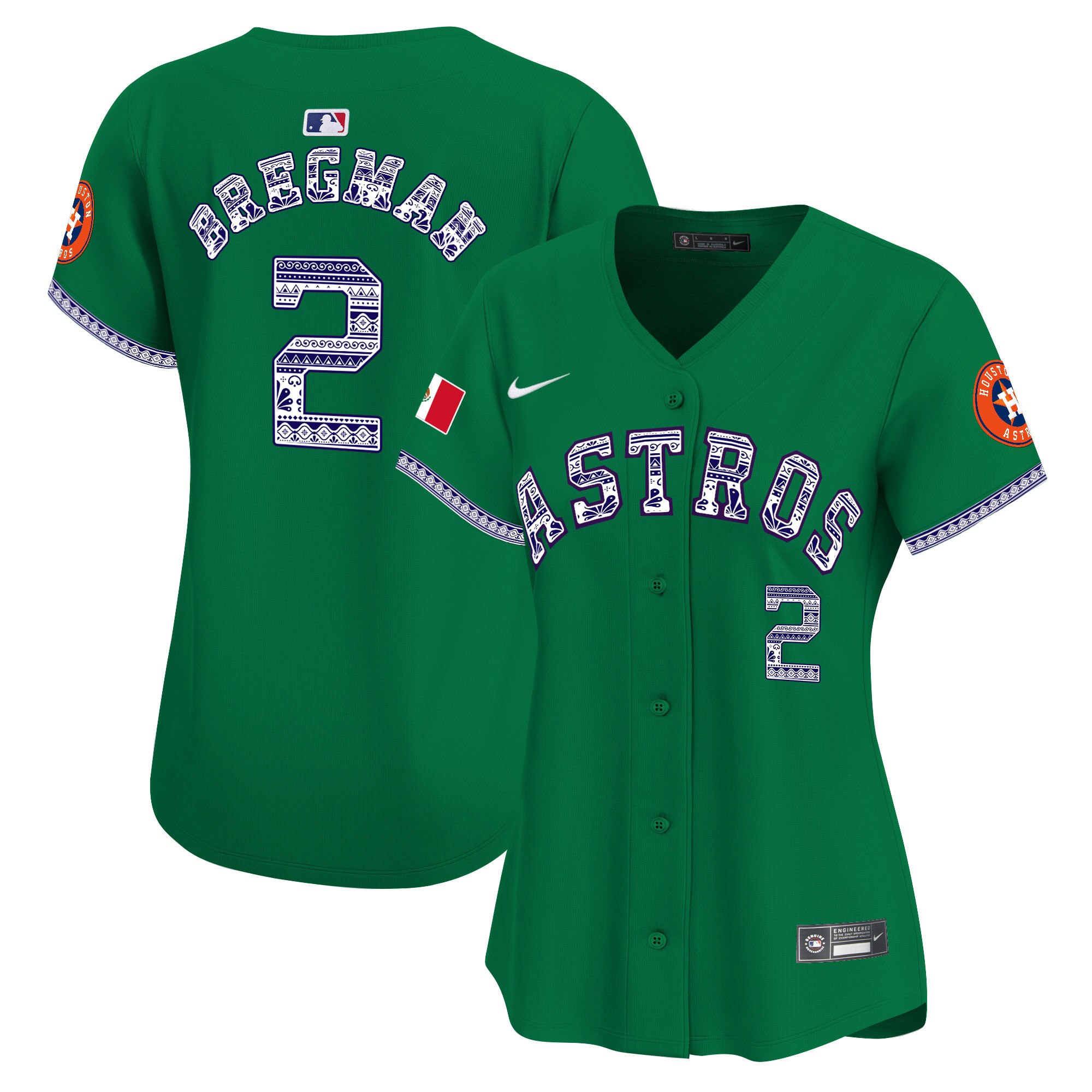 Alex Bregman Women's Houston Astros Mexico Vapor Premier Limited V2 Green Jersey - All Stitched
