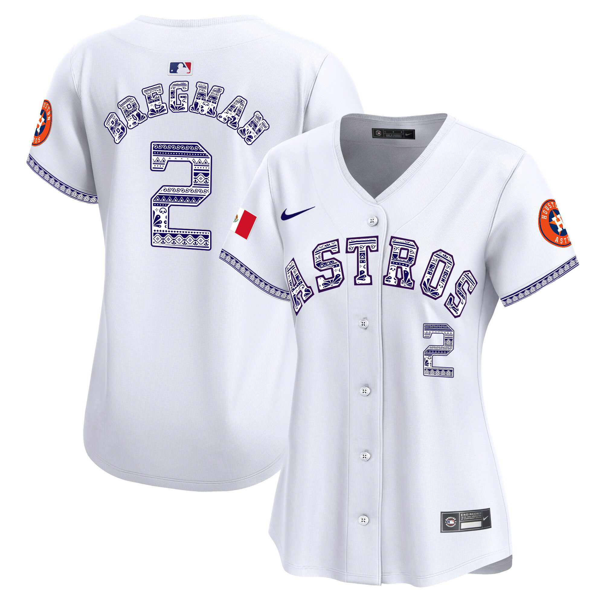 Alex Bregman Women's Houston Astros Mexico Vapor Premier Limited V2 White Jersey - All Stitched
