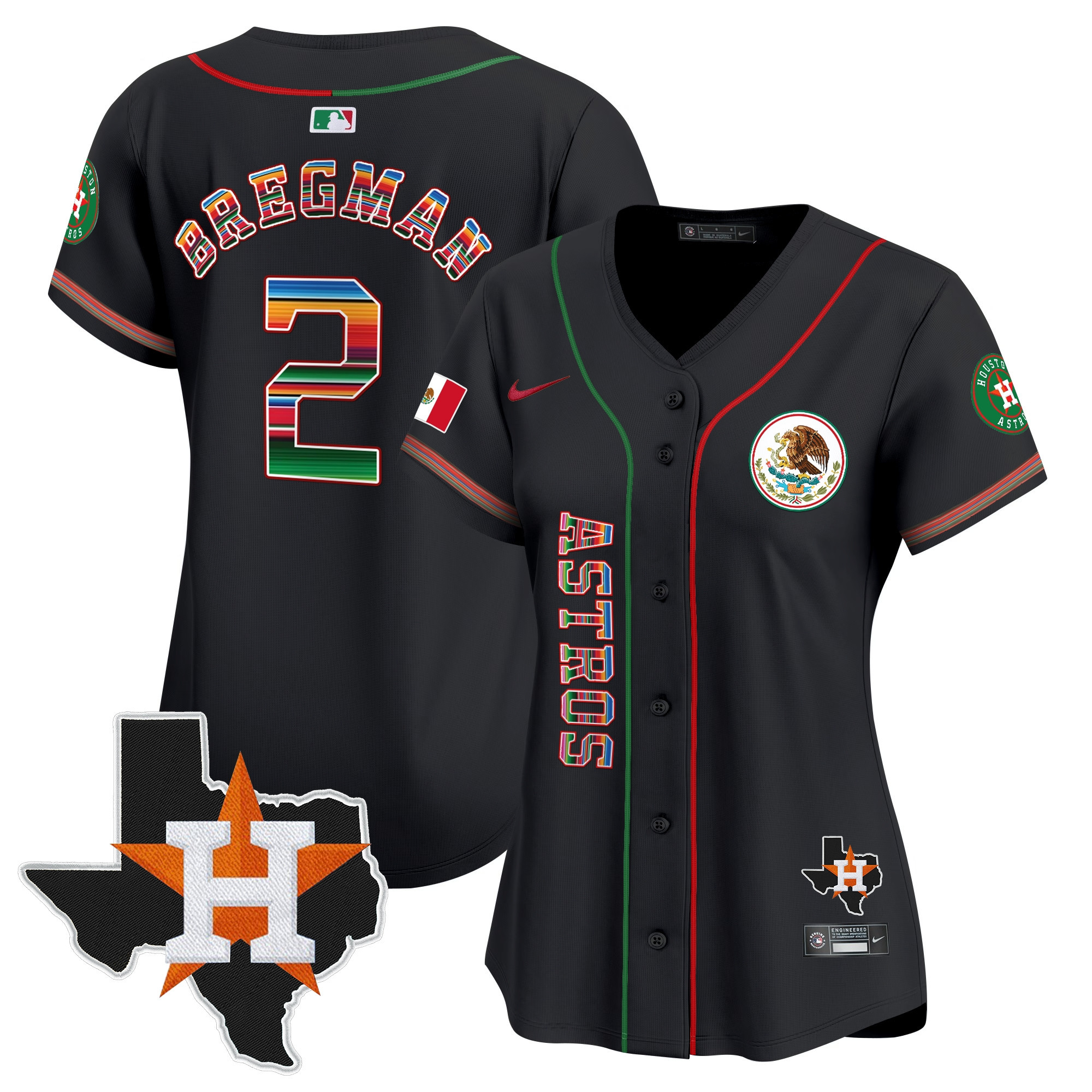 Alex Bregman Women's Houston Astros Mexico Vapor Premier Limited V4 Black Jersey - All Stitched