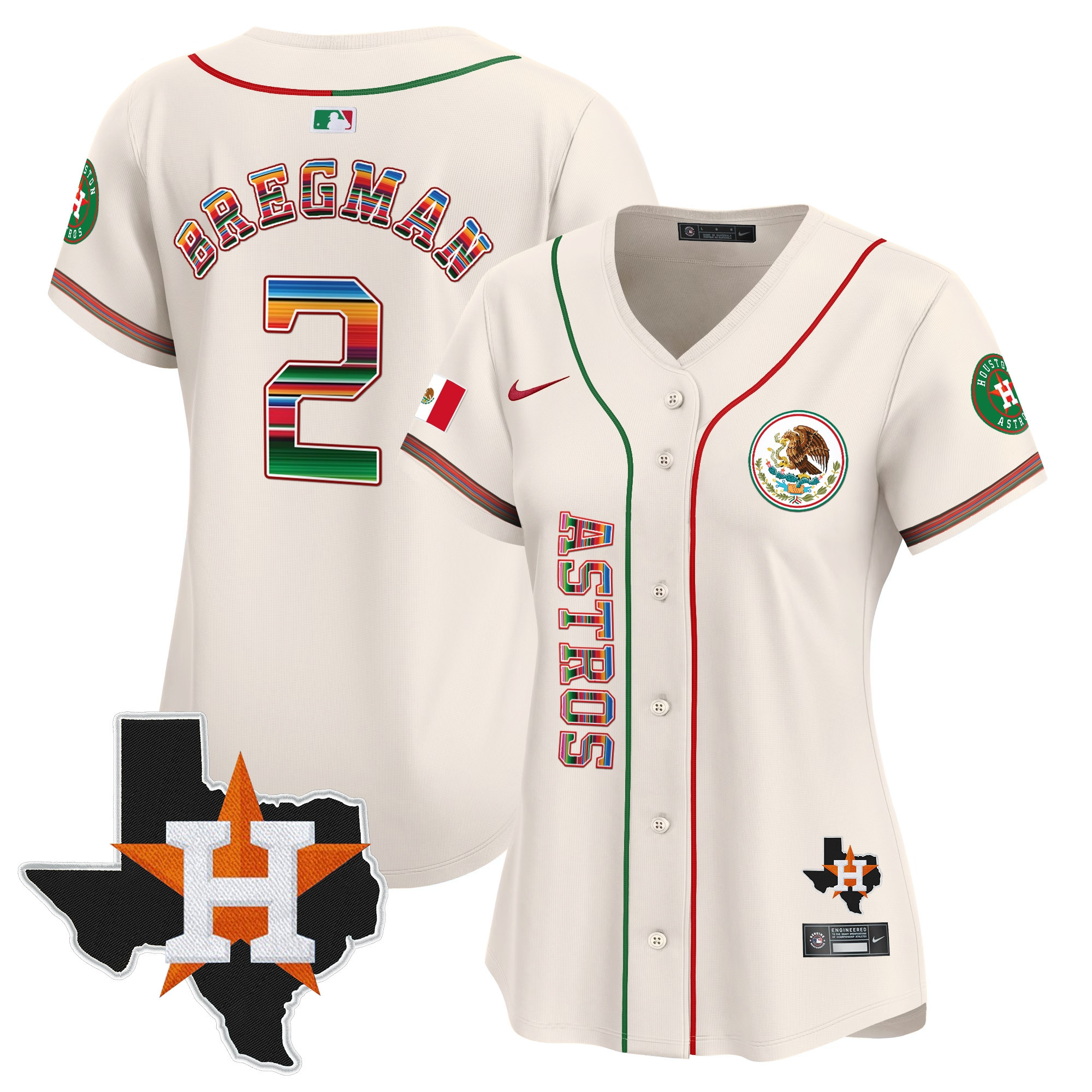 Alex Bregman Women's Houston Astros Mexico Vapor Premier Limited V4 Cream Jersey - All Stitched