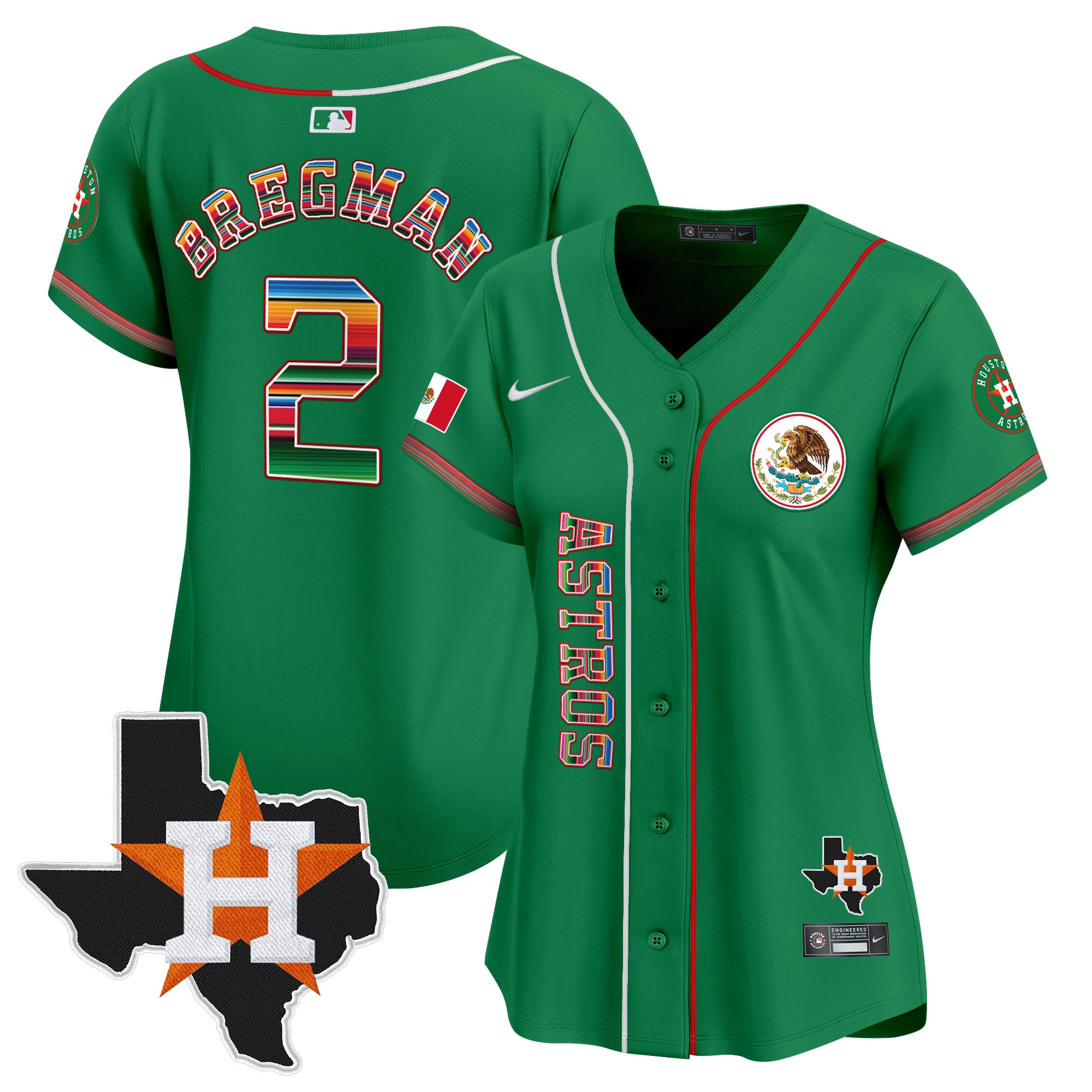 Alex Bregman Women's Houston Astros Mexico Vapor Premier Limited V4 Green Jersey - All Stitched
