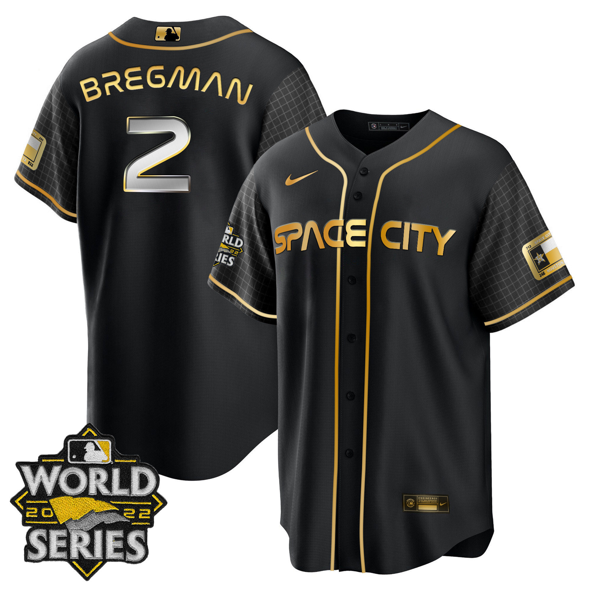 Alex Bregman Women's Houston Astros Space City Gold 2022 World Series Cool Base Jersey - All Stitched