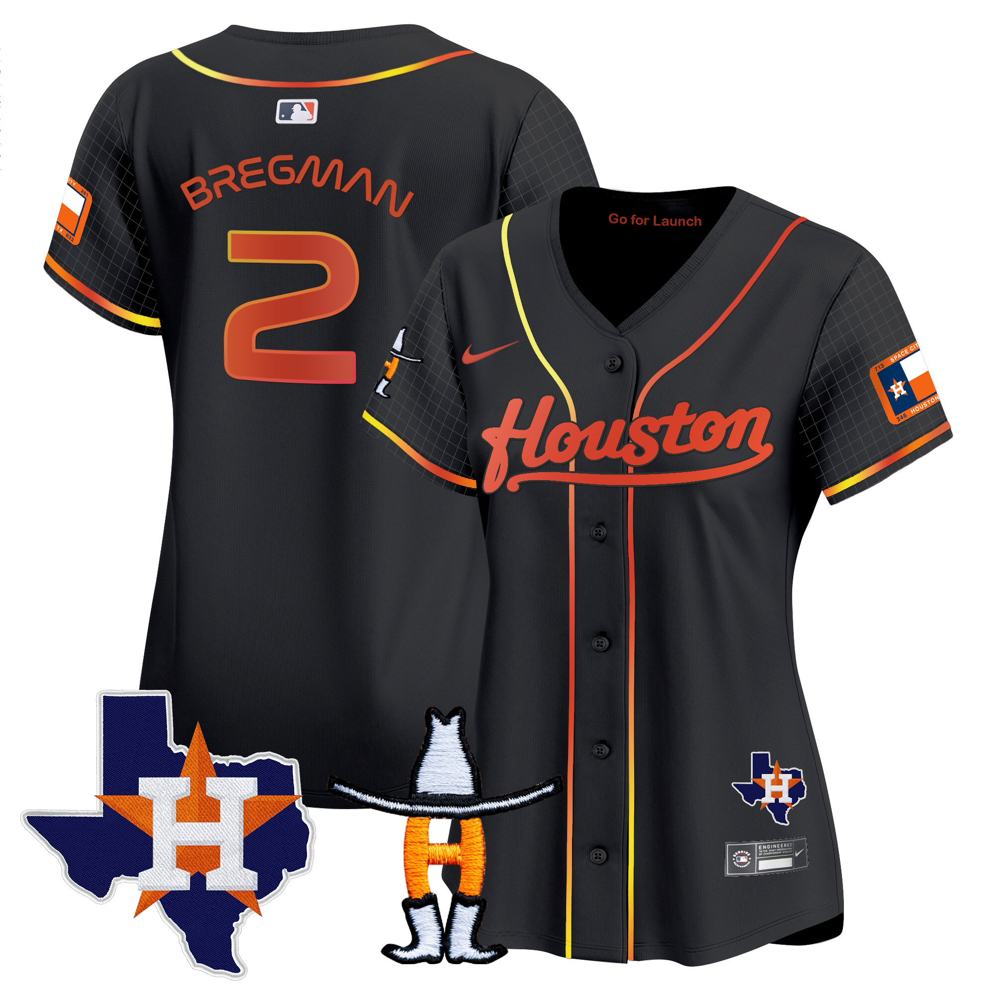 Alex Bregman Women's Houston Astros Space City Houston Rodeo Patch Vapor Premier Limited Black Jersey - All Stitched