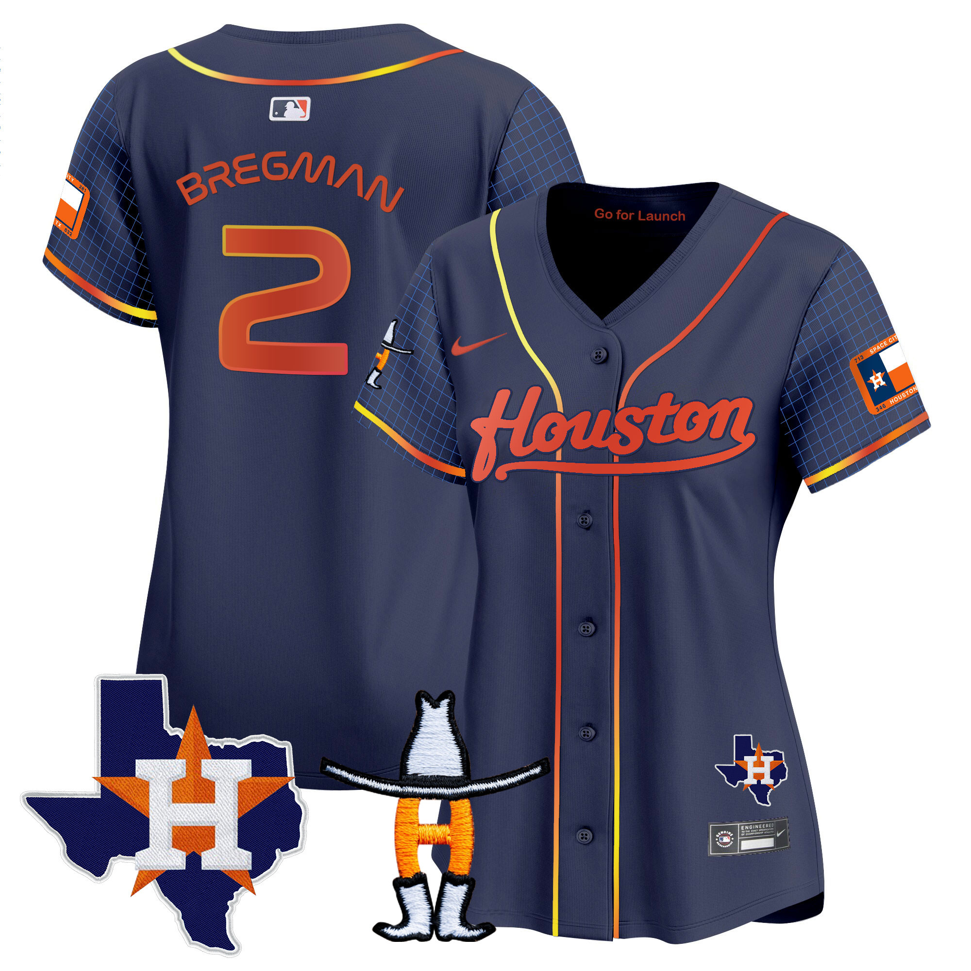 Alex Bregman Women's Houston Astros Space City Houston Rodeo Patch Vapor Premier Limited Navy Jersey - All Stitched