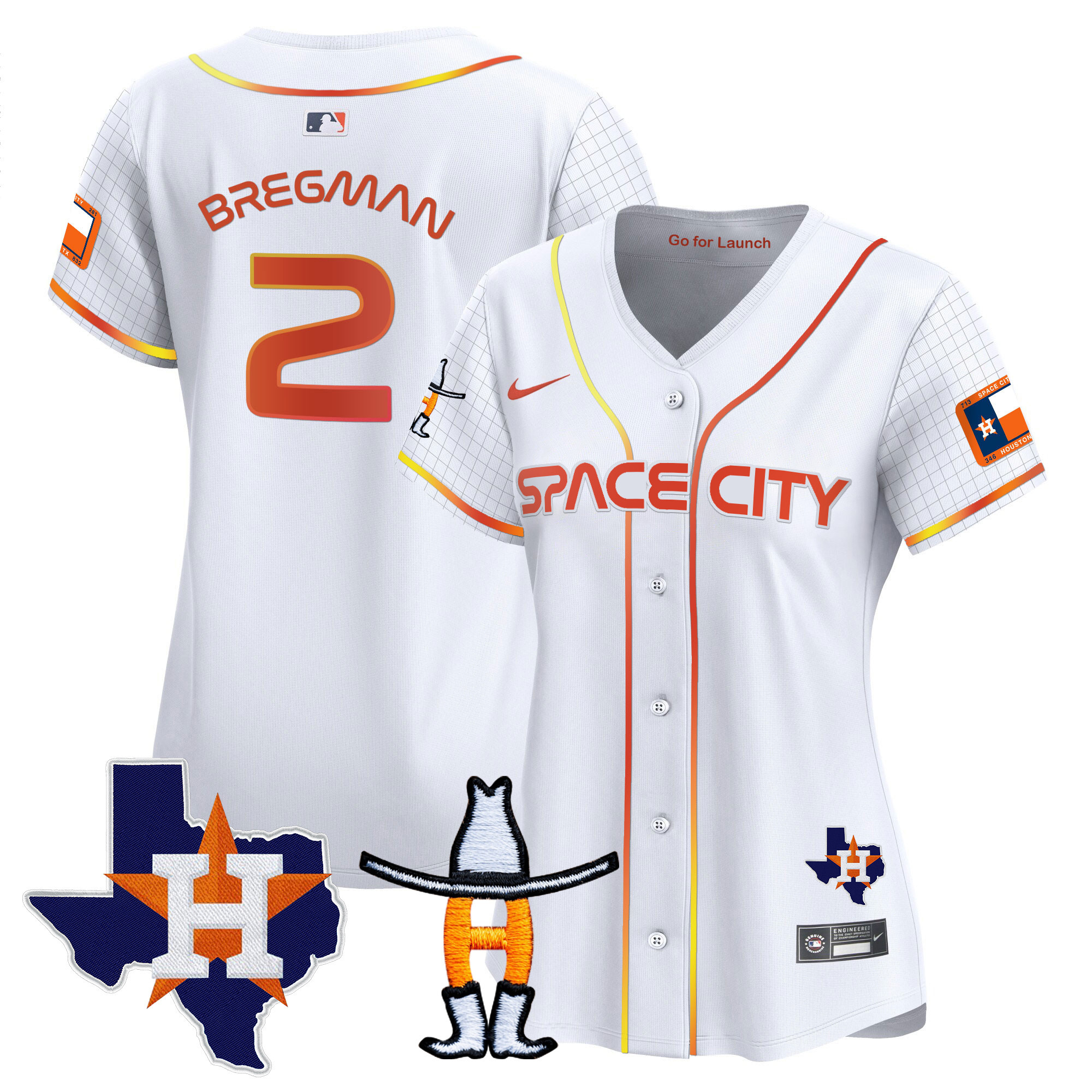 Alex Bregman Women's Houston Astros Space City Texas Patch Vapor Premier Limited White Jersey - All Stitched