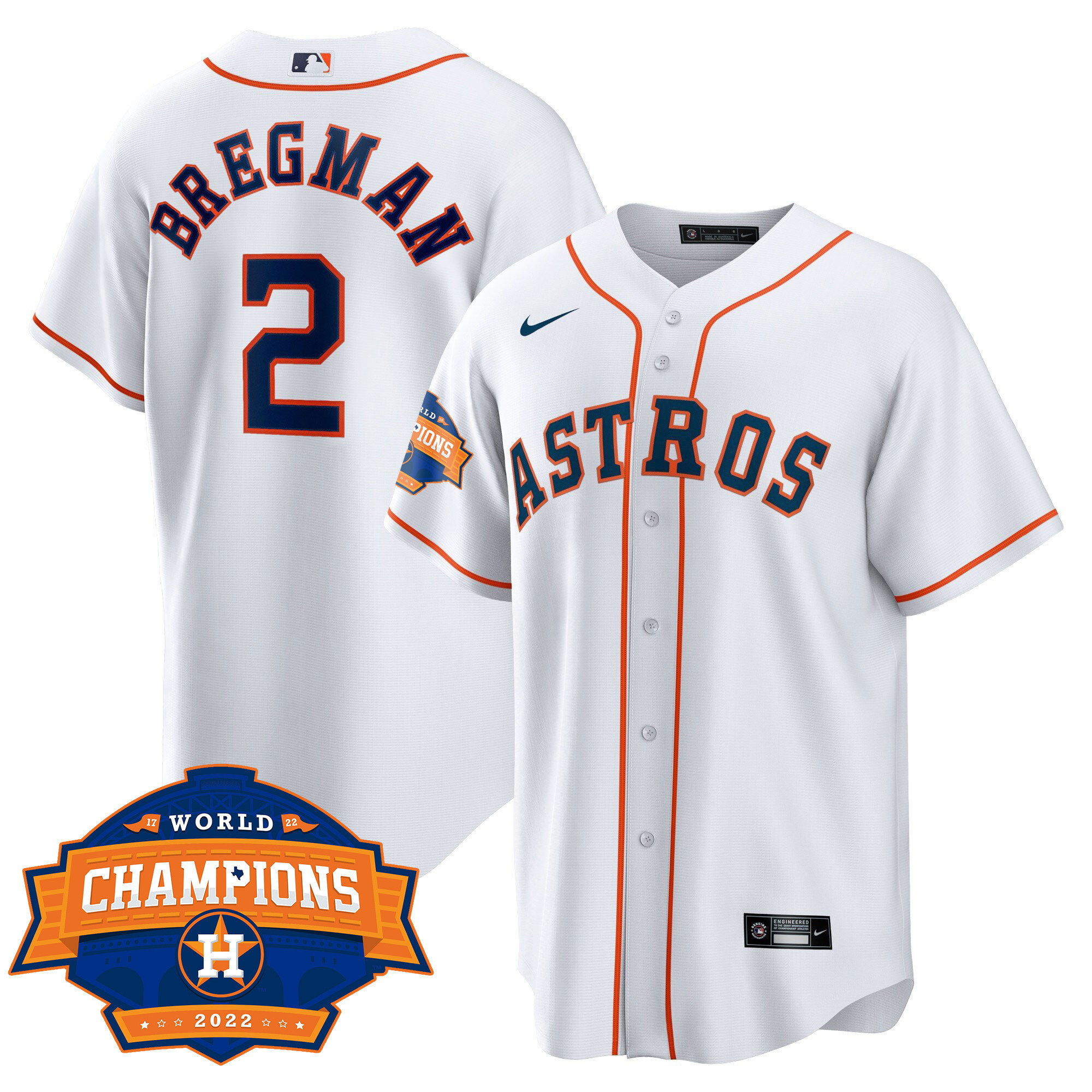 Alex Bregman Youth's Houston Astros 2022 World Series Champions Patch Limited Cool Home Jersey - All Stitched